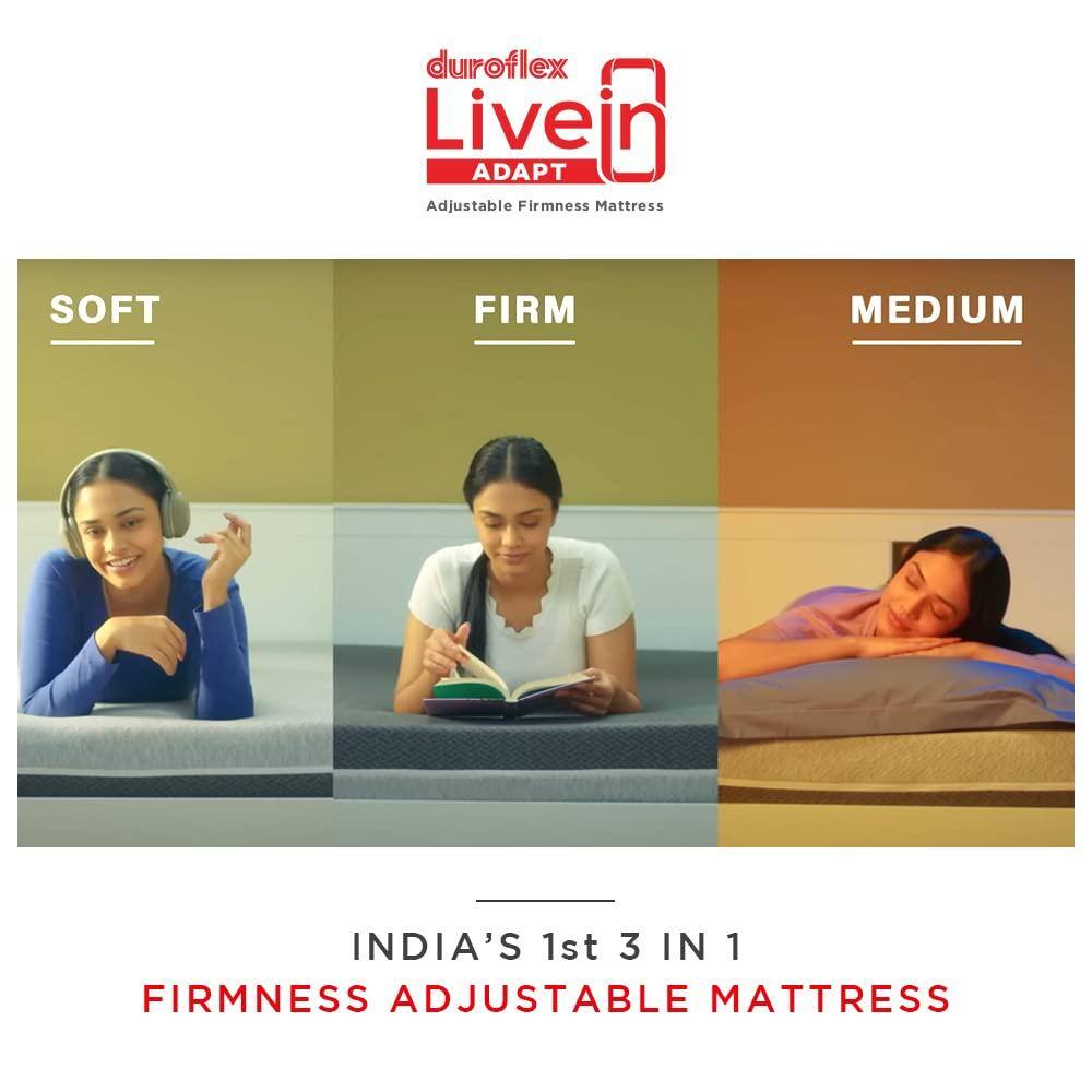 LiveIn Adapt - Roll Pack Mattress with 3 Interchangeable Firmness Layers (78 x 48 in, 6 Inches)