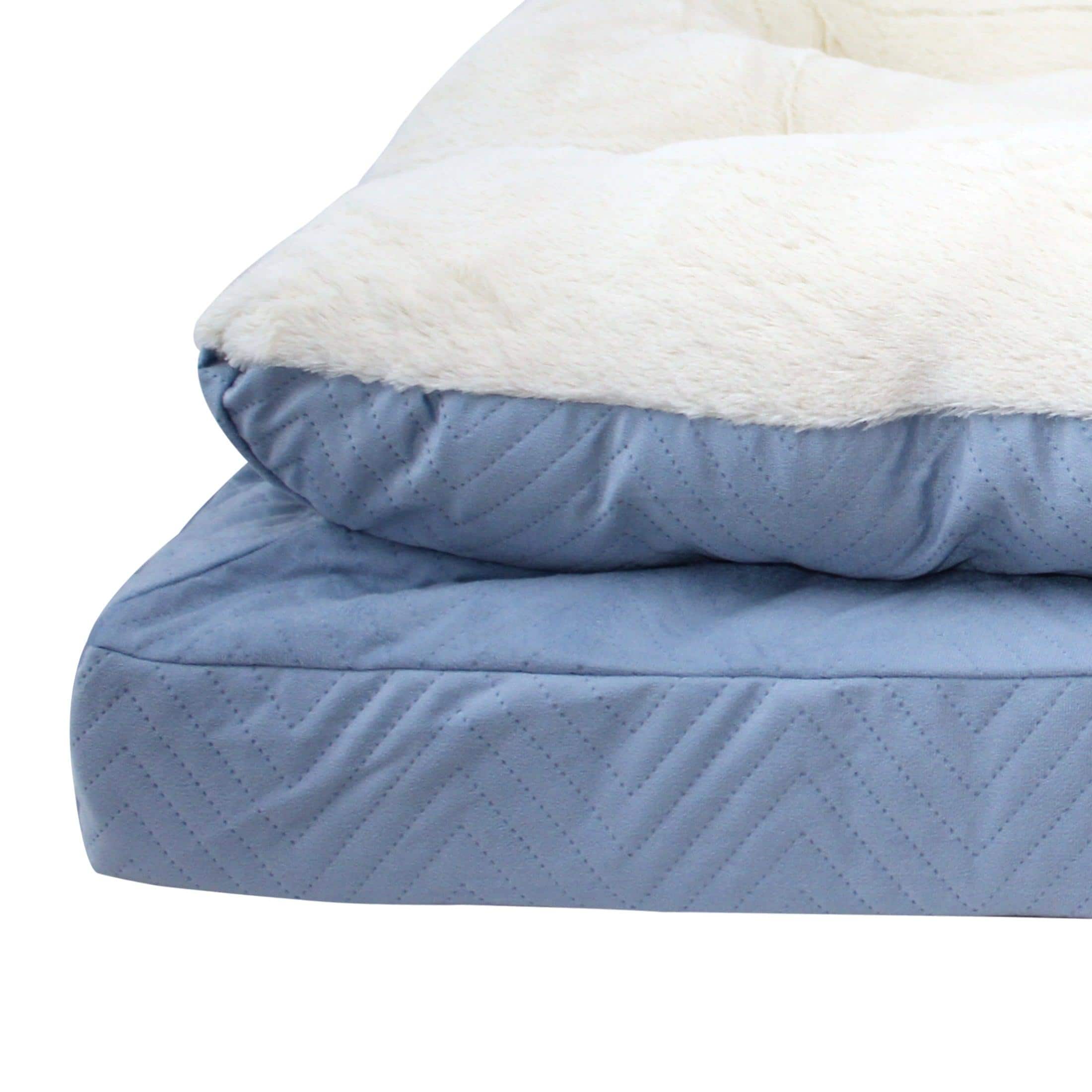 Orthopaedic Pillow Top Viscose Pets Bed in Blue Colour