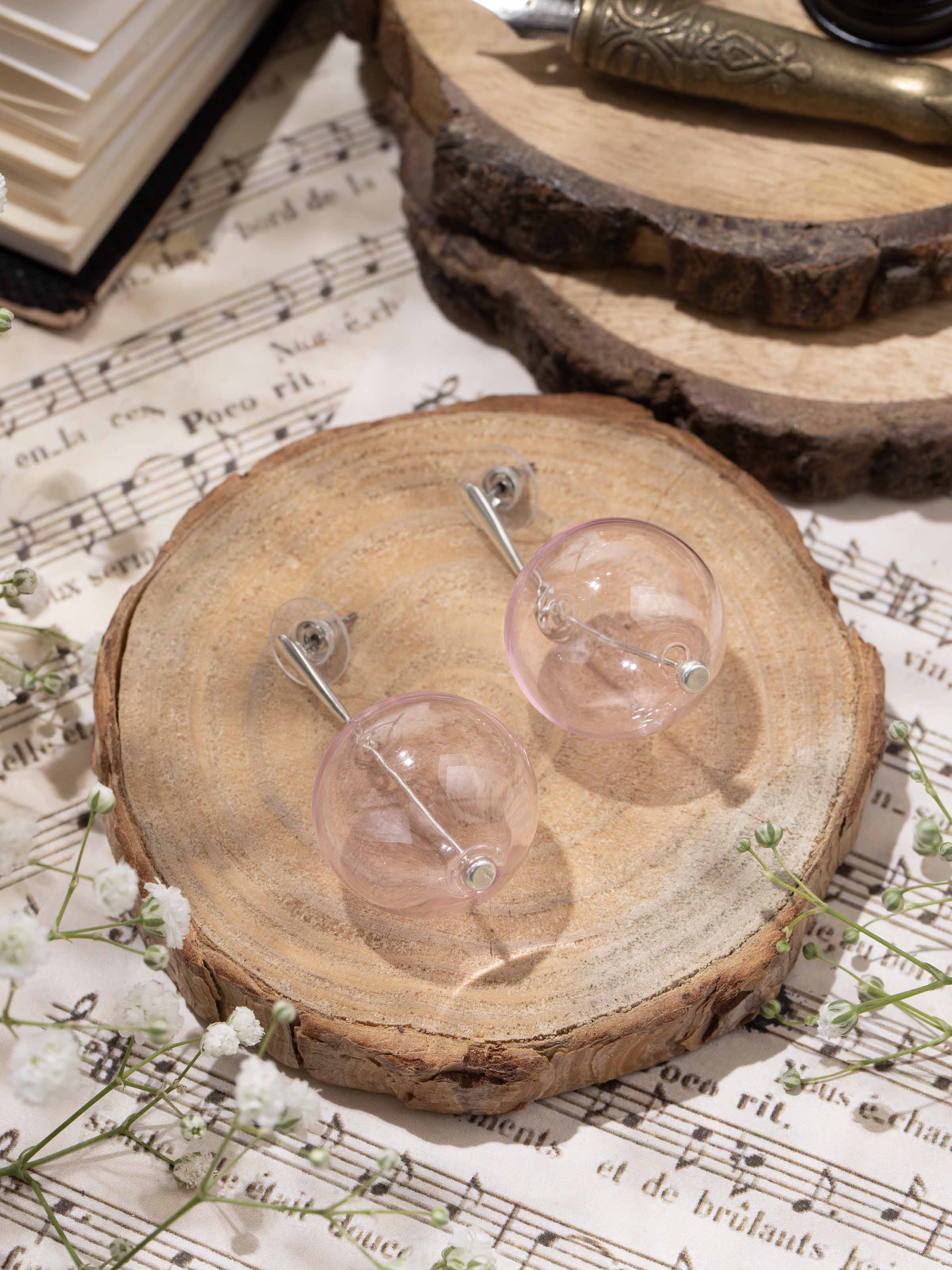 Silver Flame Glass Drop Earrings