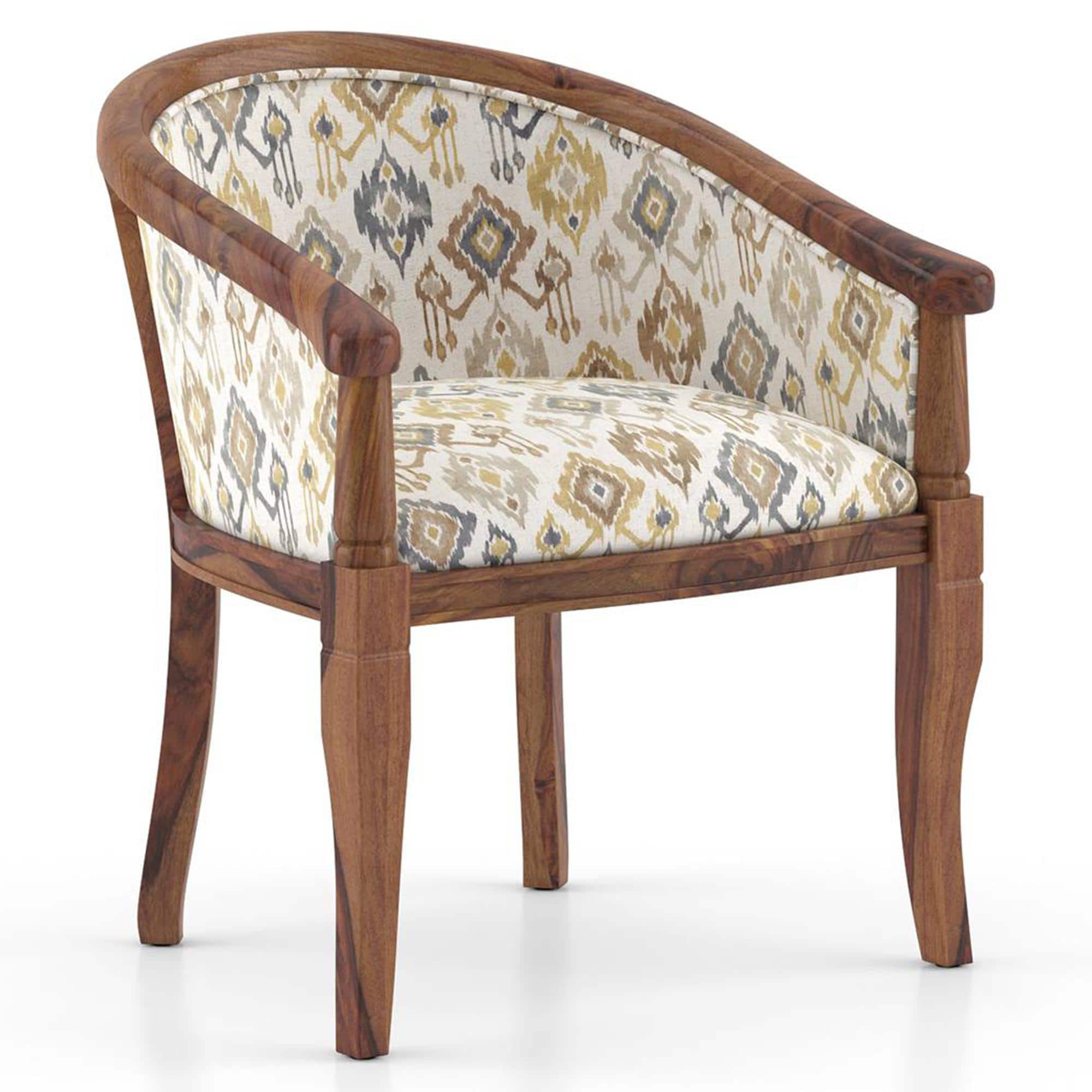 Florence ArmChair in Mustard Mist Ikat Colour and Teak Finish