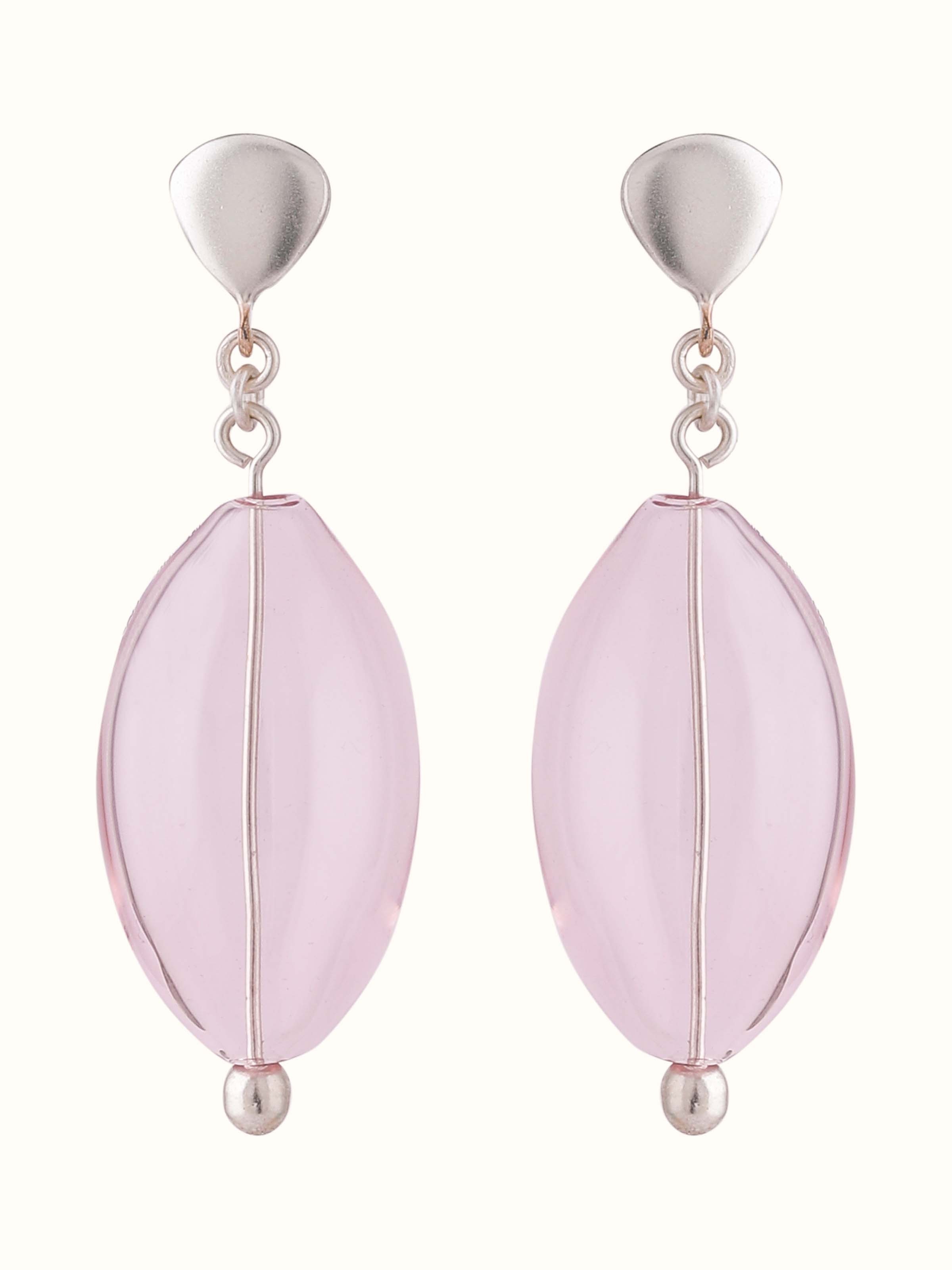 Silver Flame Glass Drop Earrings