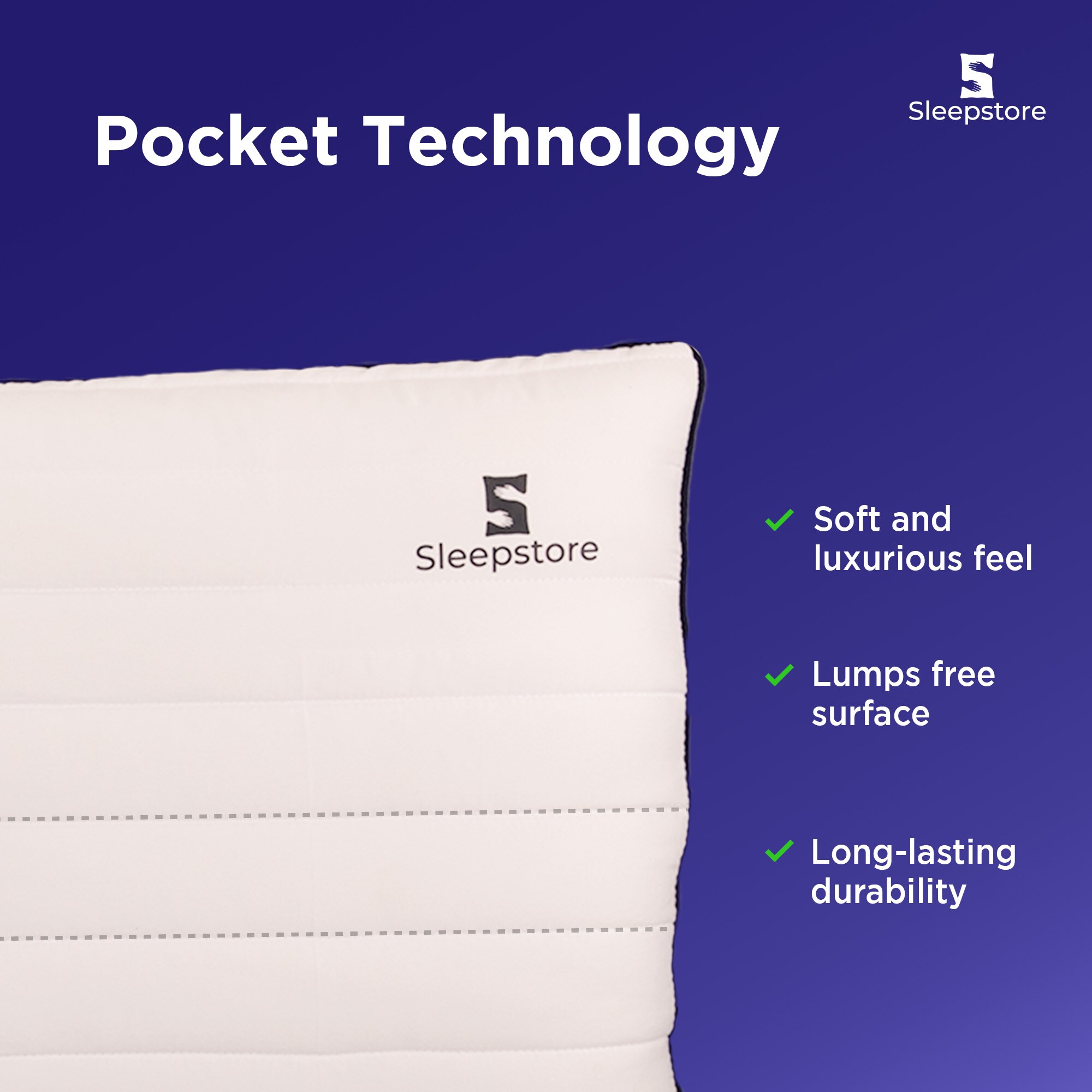 Granules Quilted 4Pcs Slim Pillow For Neck Support 27X18 Inches