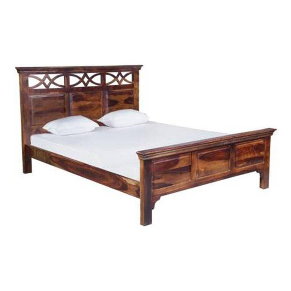 Aarohi Solid Wood Queen Size Non Storage Bed In Provincial Teak Finish