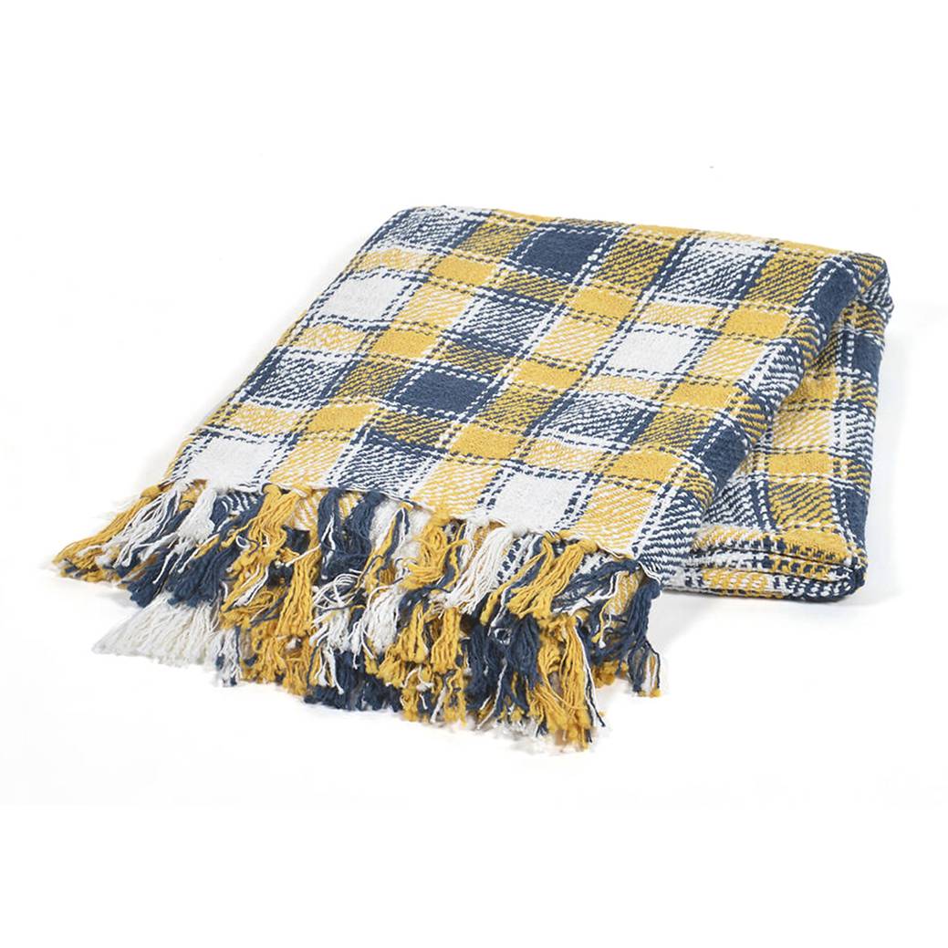 Checkered Yellow navy Throw