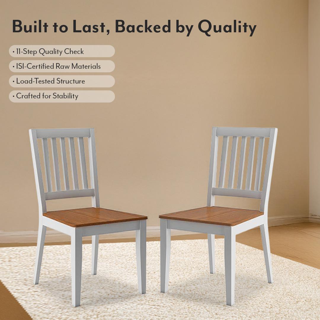 Diner Solid Wood Dining Chair Set Of 2 In Golden Oak Finish