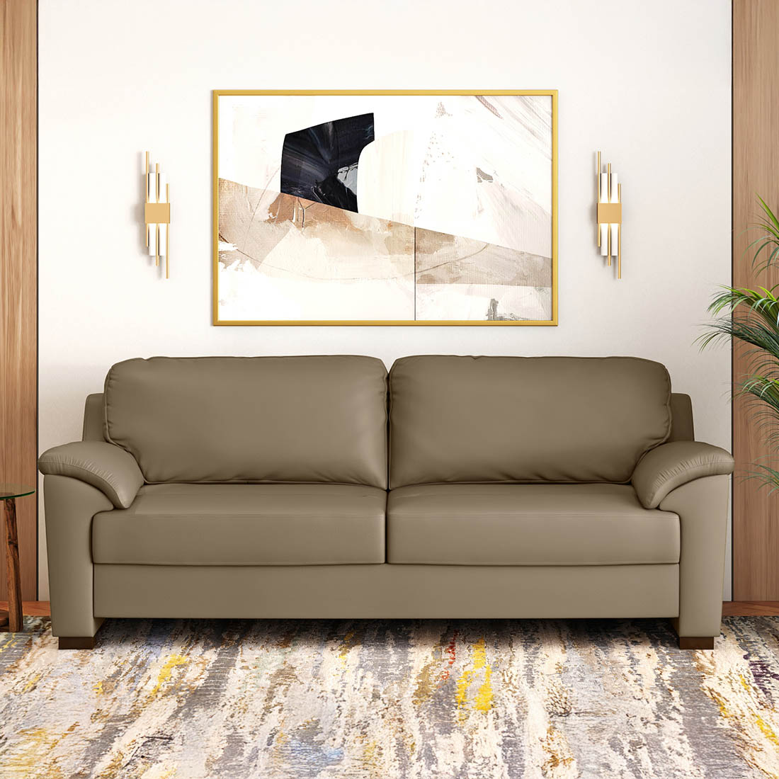 Farina 3 Seater Premium Italian Leather Sofa In Dark Truffle - Urban Ladder