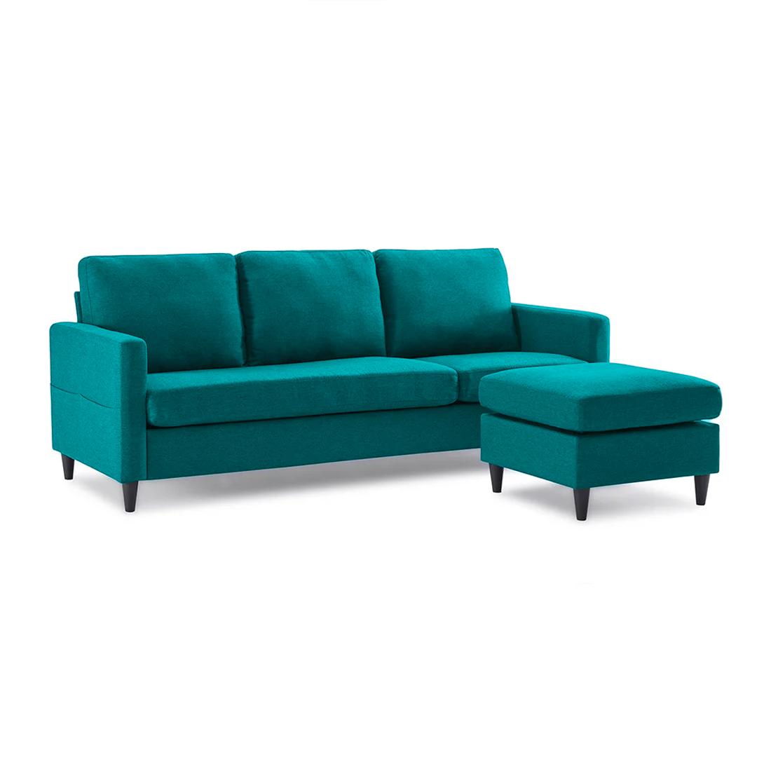 Monznij Sectional Fabric Sofa - Turquoise
