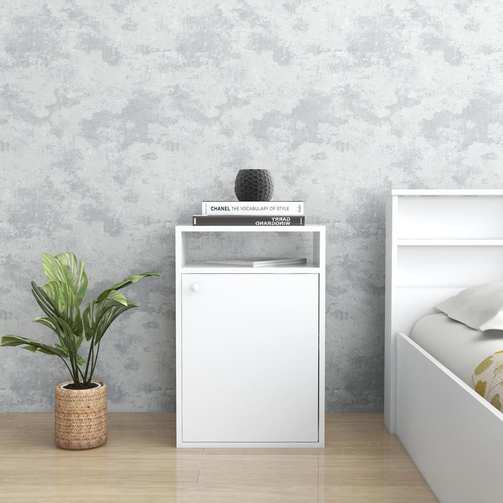 Emi Engineered Wood Bedside Table in White Finish