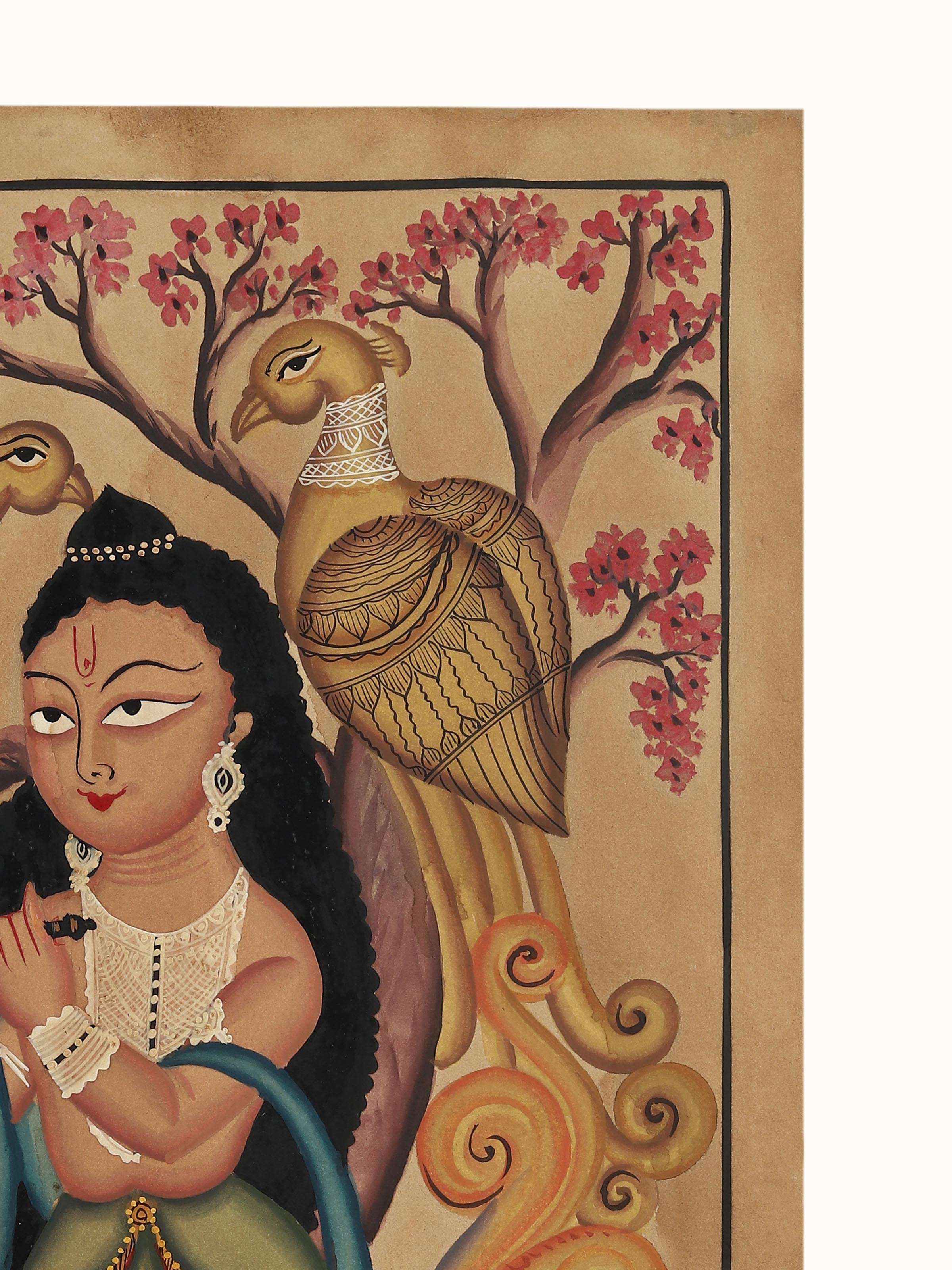 Detail shot of Shree Krishna Kalighat Painting