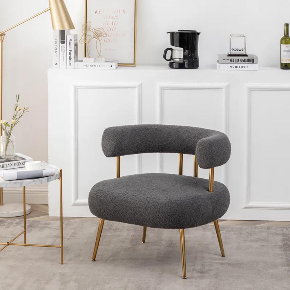 Bonnita Solid Wood Accent Chair in Grey Colour - Doe Buck