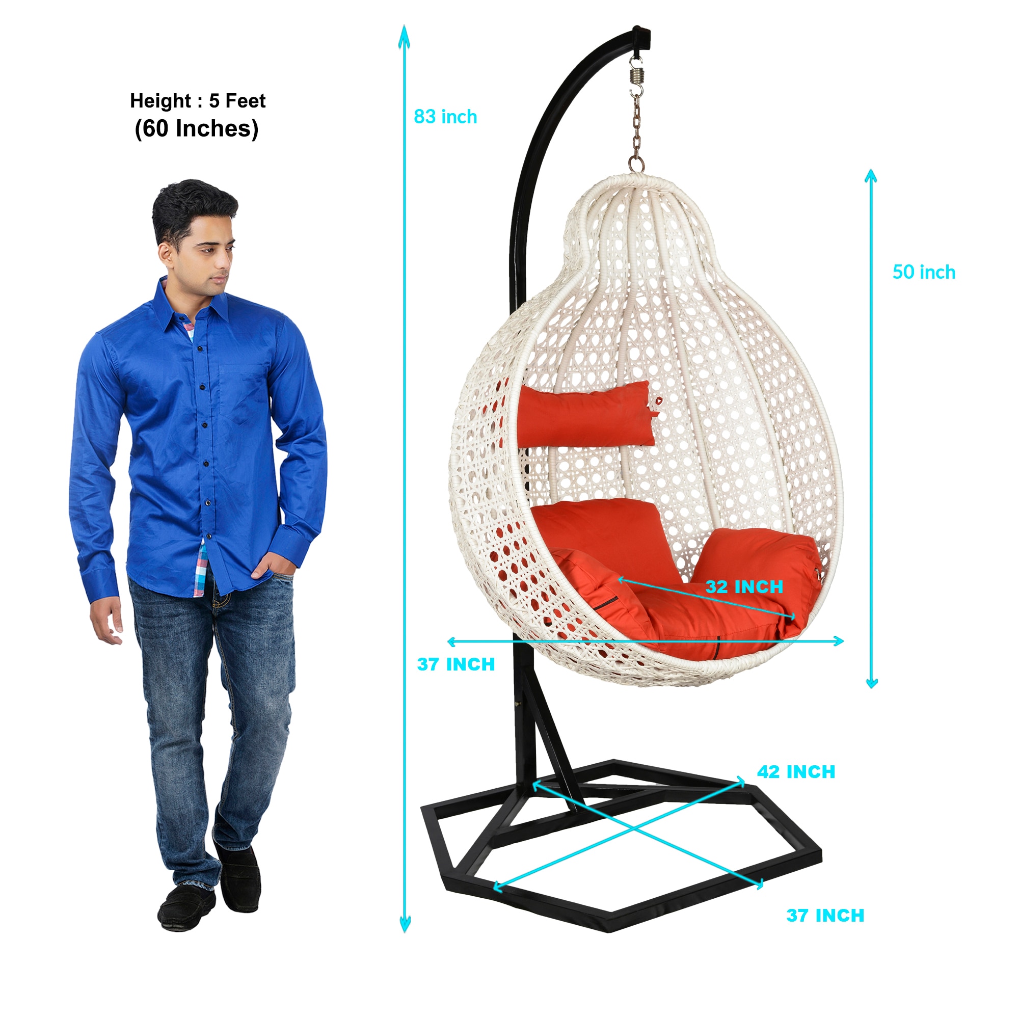 Jungfrau Wicker Swing In White Color 6T