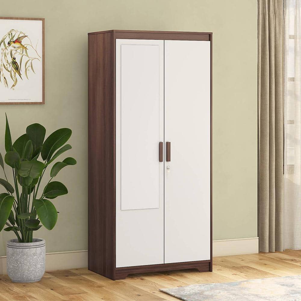 Miller 2 Door Wardrobe With Mirror and Lock in Two Tone Finish