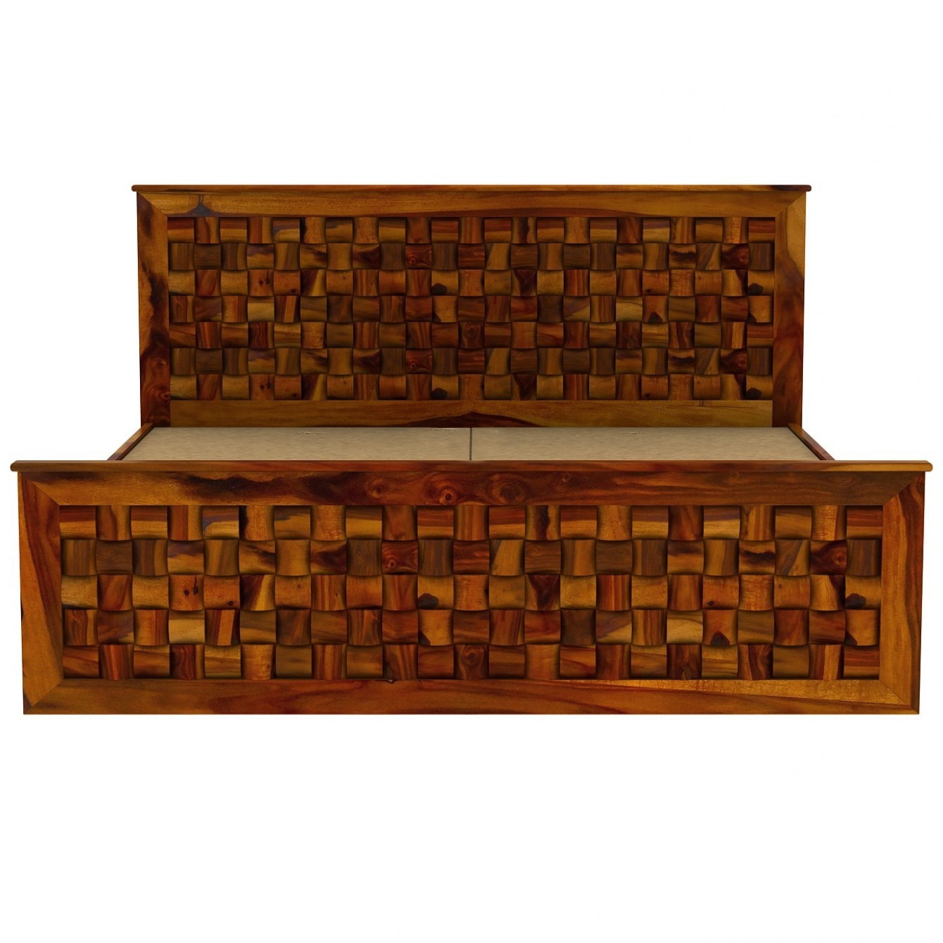 Moglis Solid Wood King  Size Bed With Drawer Storage Bed In Honey Oak Finish