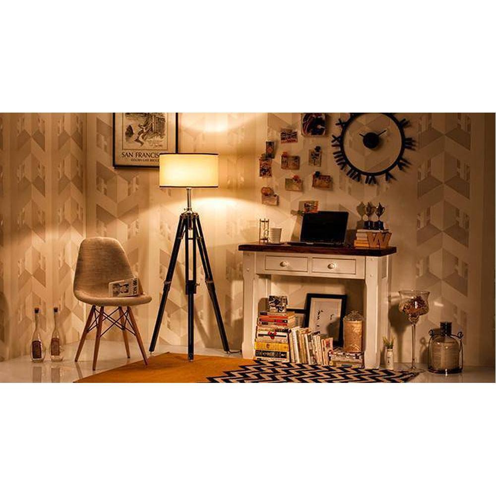 Hubble Tripod Floor Lamp Colour Cotton White Drum Shade