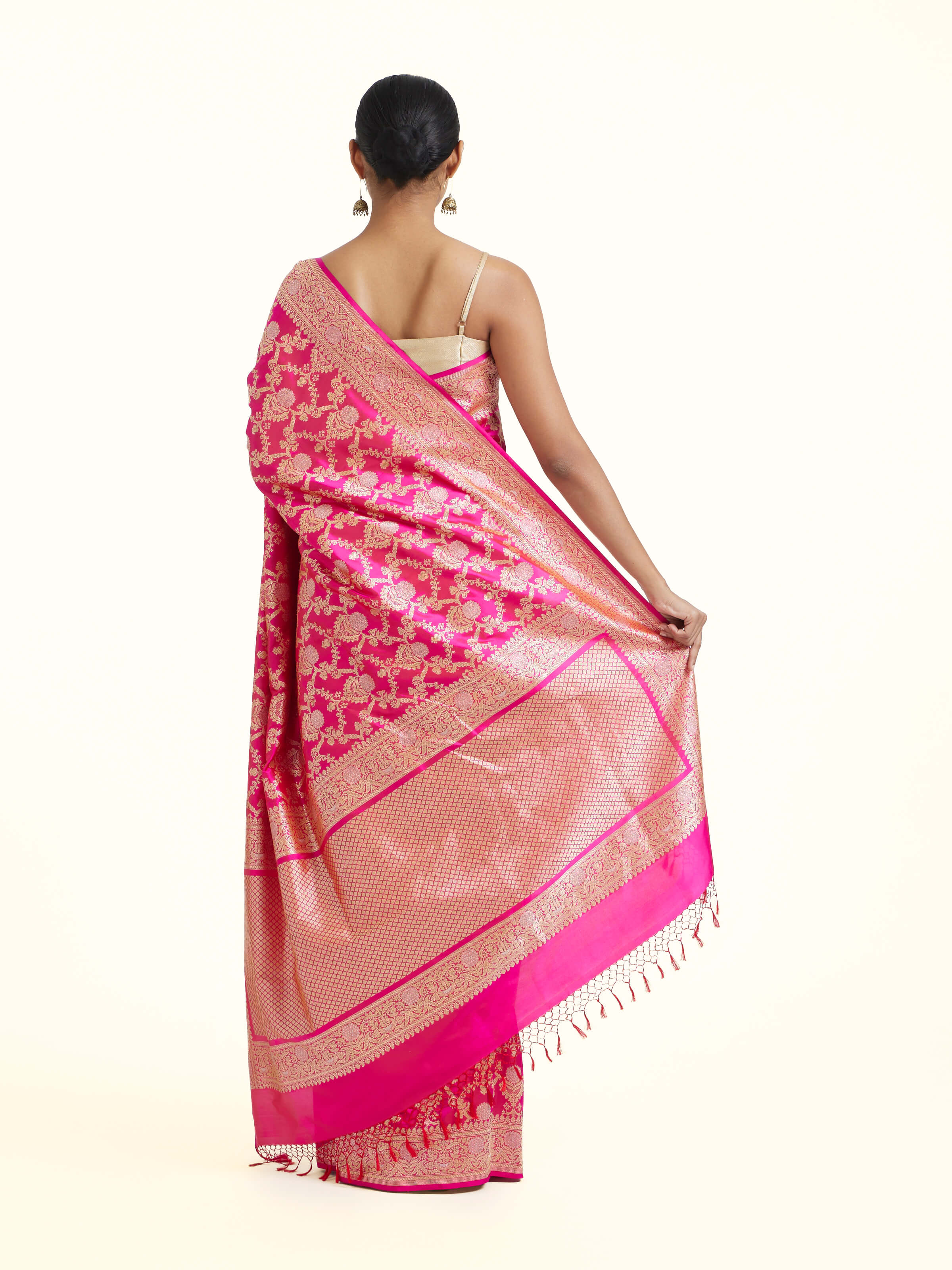 Fuschia Banarasi Kadhwa Silk Saree
