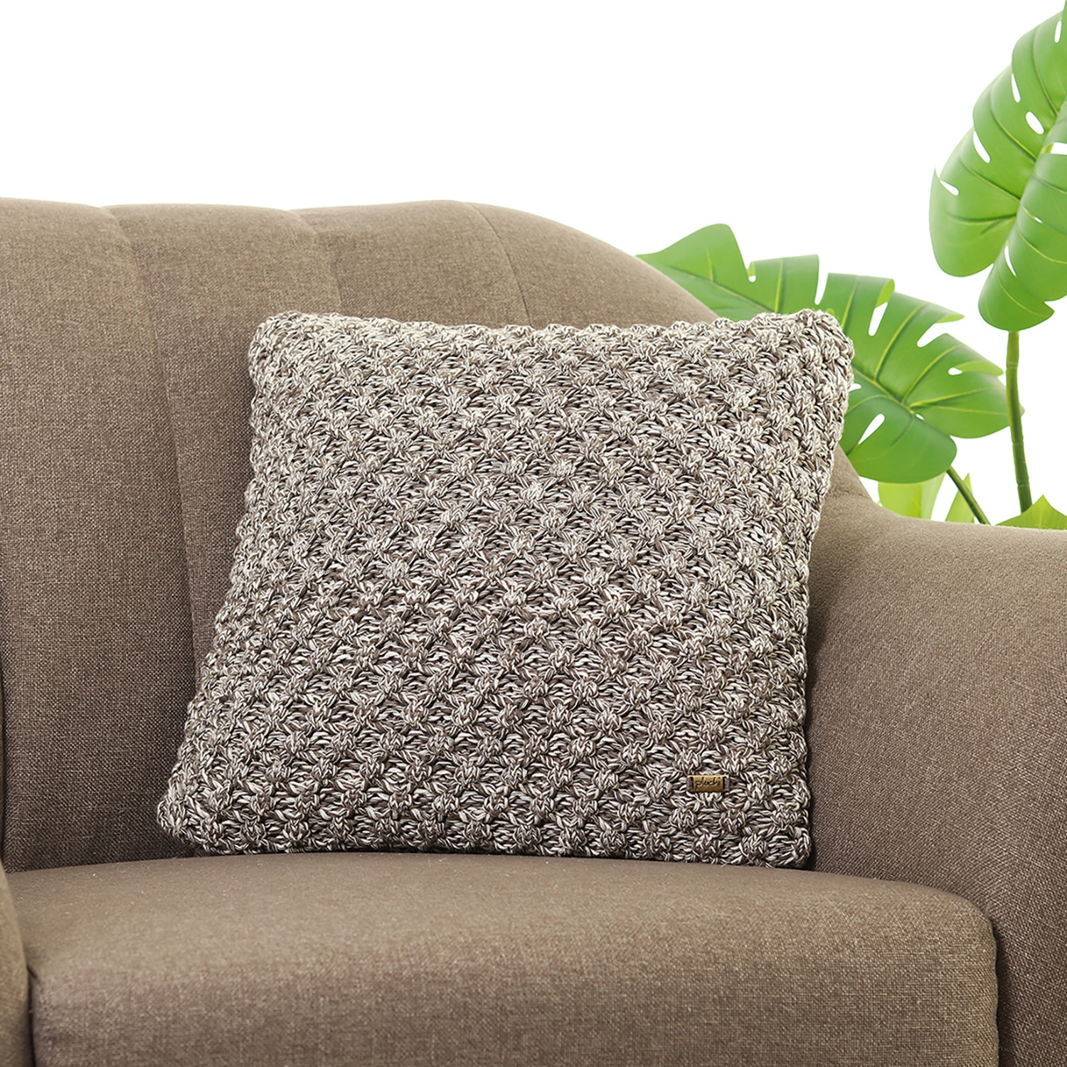 Popcorn Dark Pewter Natural Cushion Cover 16X16  Inches - Pluchi