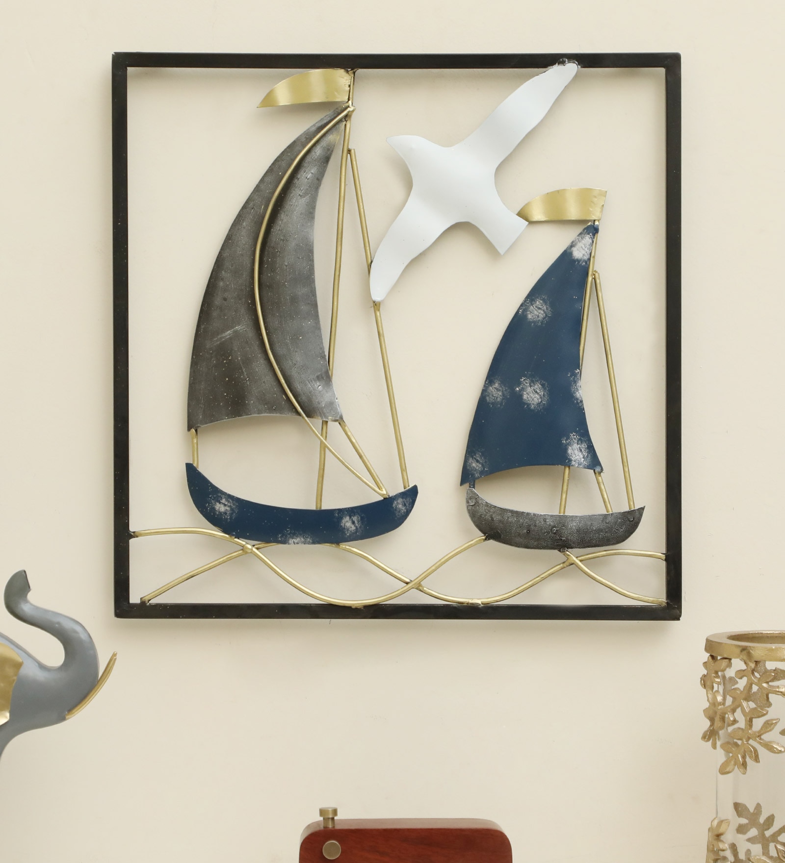W-Ivy Abstract Metal Wall Decor in Multicolor Set of 1