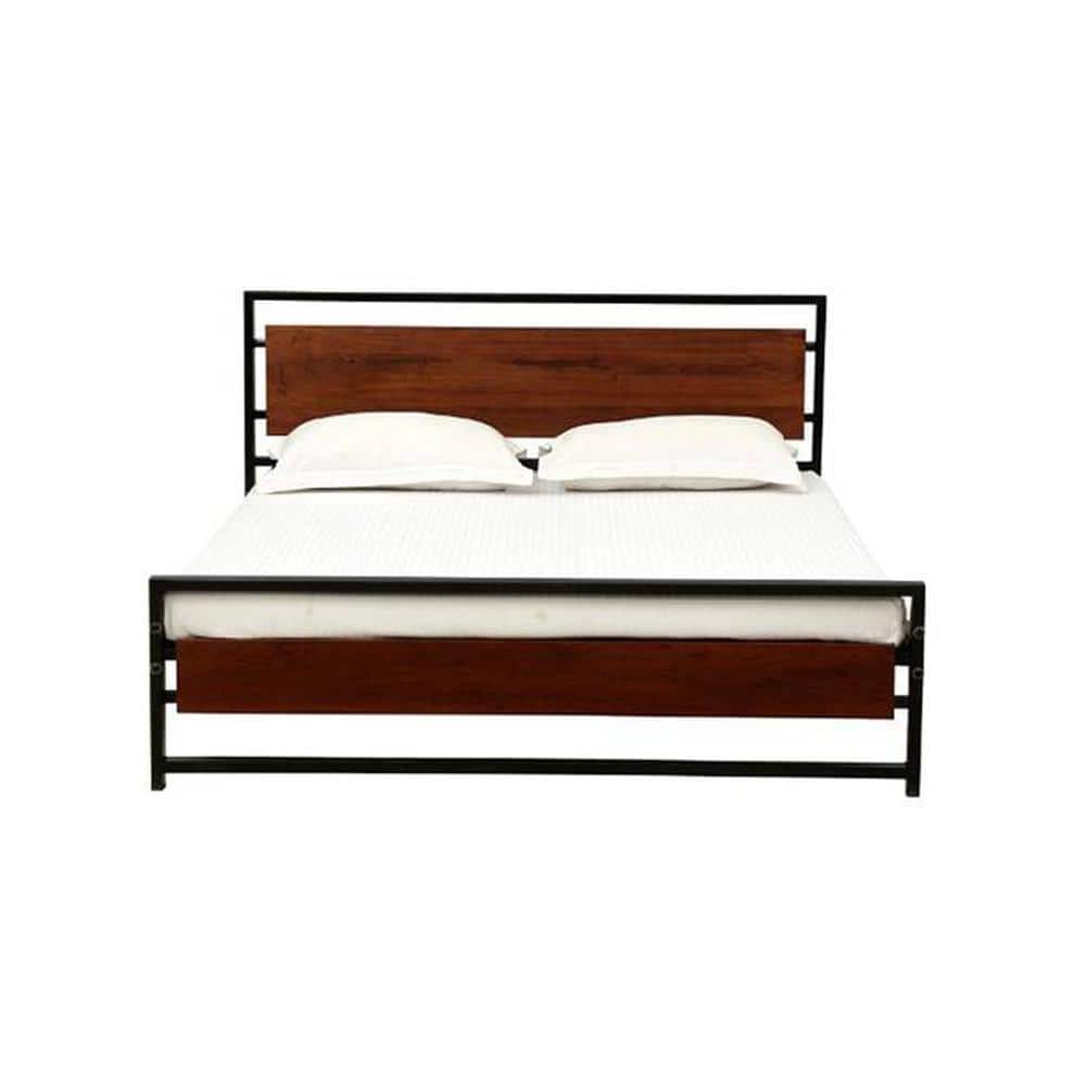 Palmer Metal King Size Non Storage Bed In Provincial Teak Finish