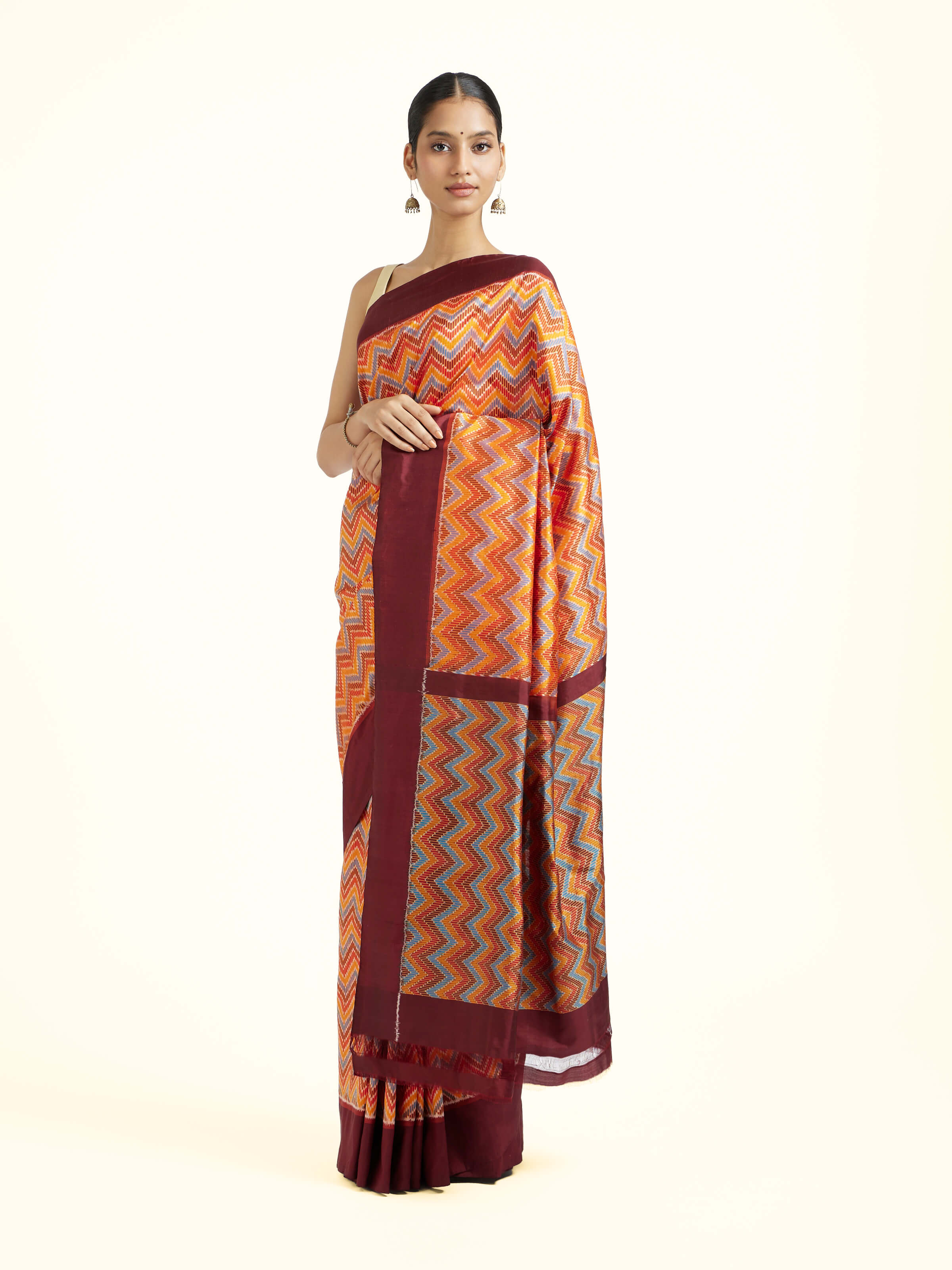 Multicolor Silk Pochampally Single Ikat Saree