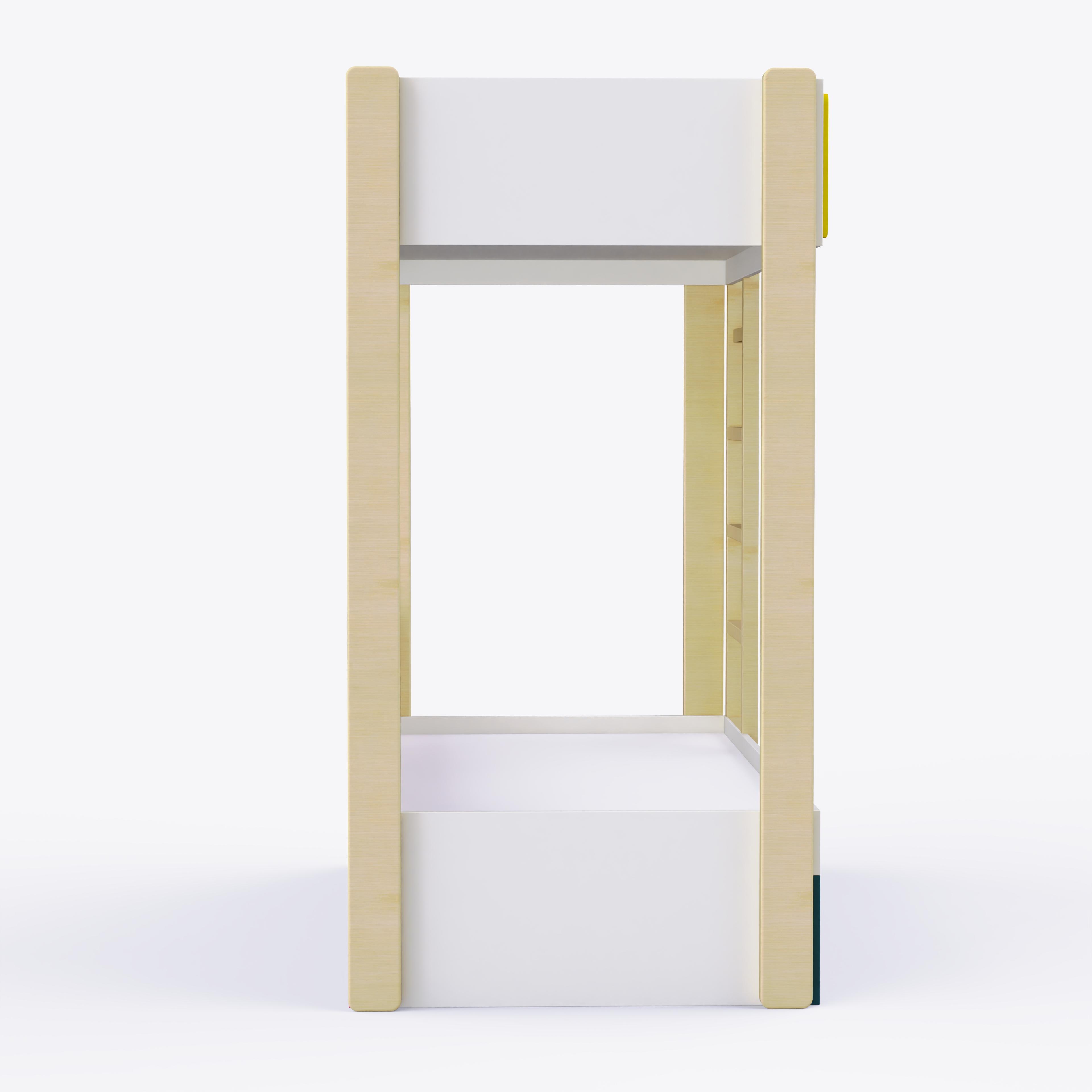 Pine Tree Single Size Bunk Bed In White & Teal Colour