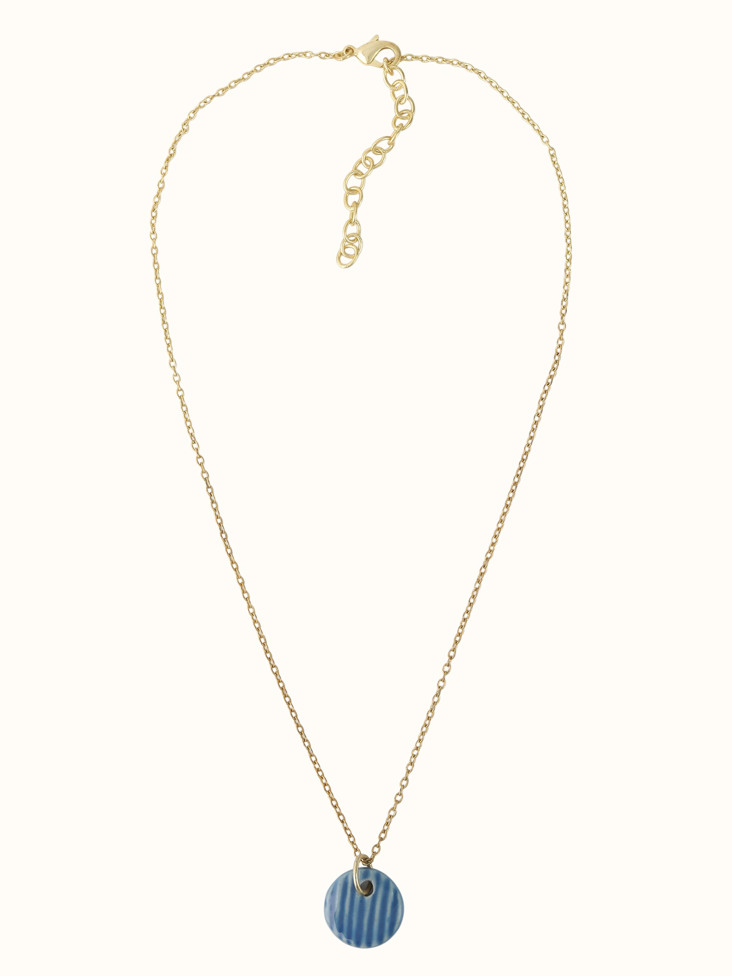 Front view of Ceramic Pendant & Chain displaying its vibrant design and polished ceramic finish.