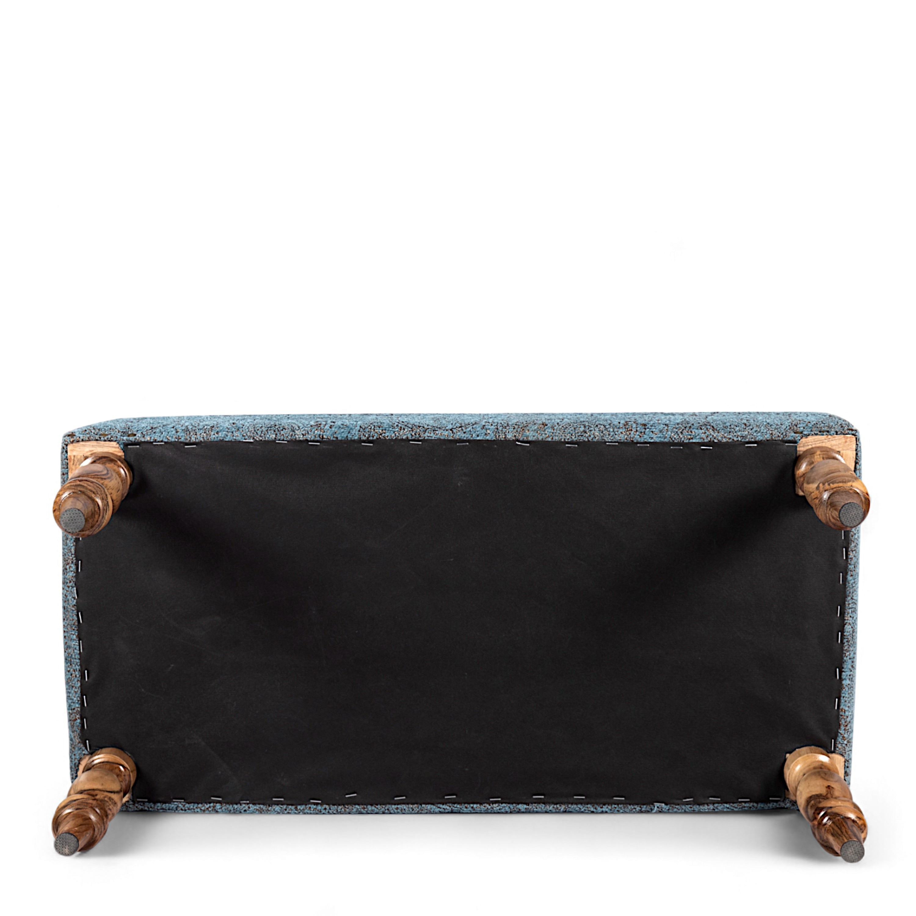 Bestone Sheesham Wood Accent Bench (Blue Jacquard Work Fabric Teak Finish)