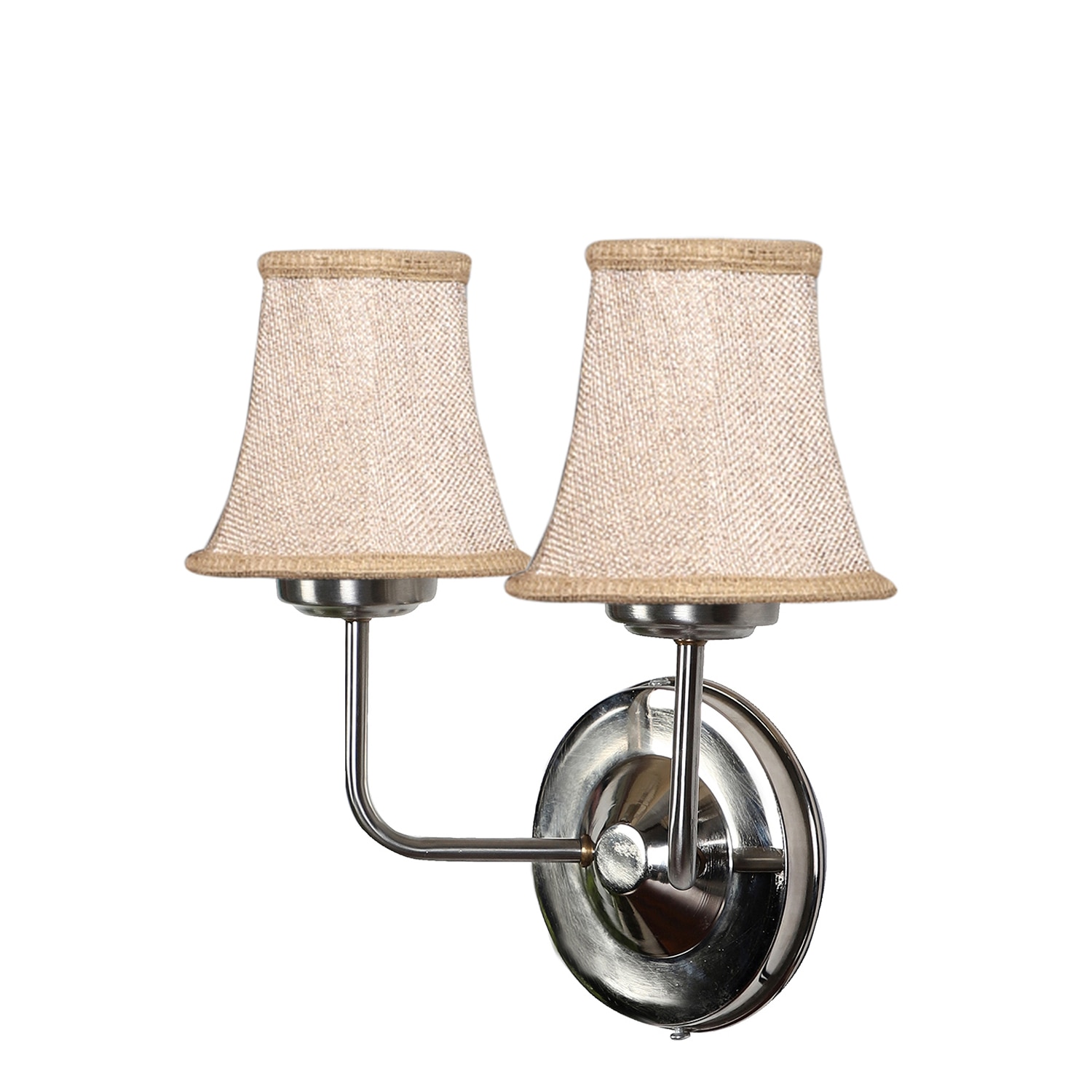 Devansh Dual Steel Metal  Wallmounted Lamp With Beige Jute  Shade