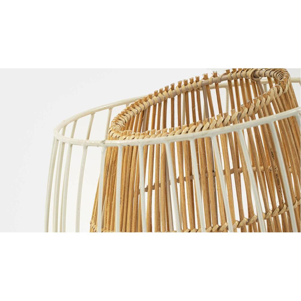 June Natural & White Table Lamp With Natural Iron Base