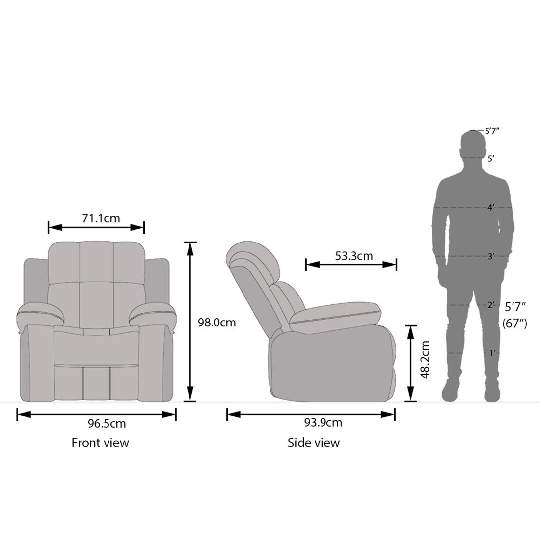 Griffin Fabric One Seater Manual Recliner in Lapis Blue Fabric Colour