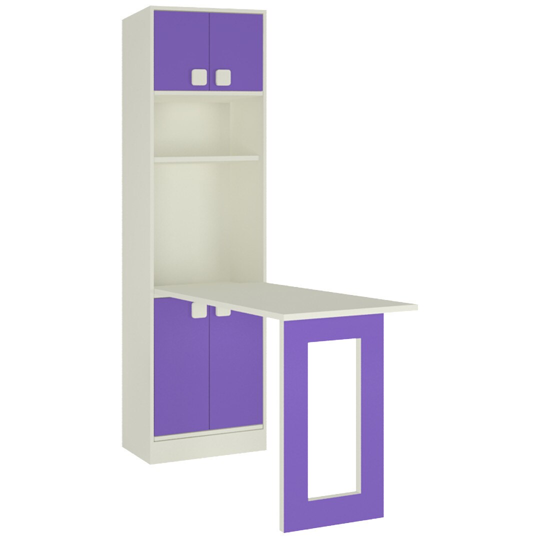 Royale Kids Folding Study Desk cum Bookshelf in Lavender Purple Colour