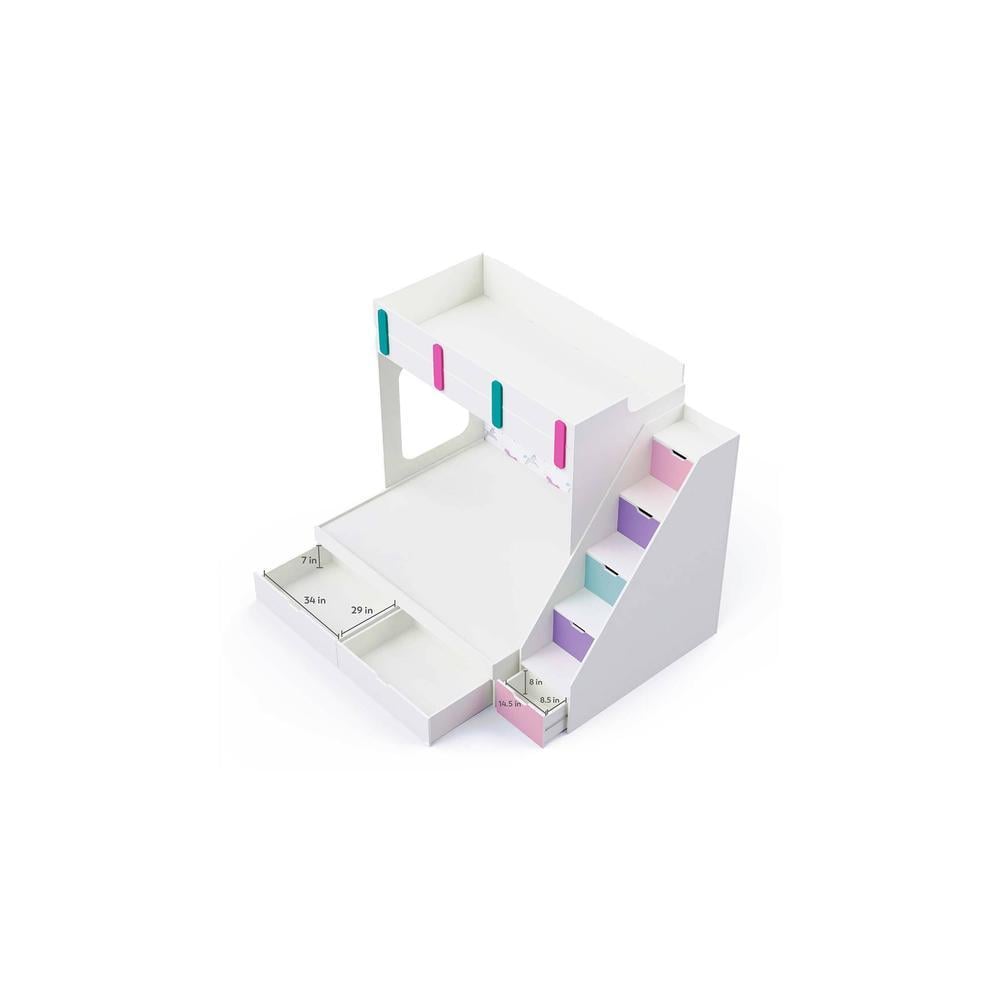 Pattern Dreams Bunk Bed with Storage in White Colour BKBB013