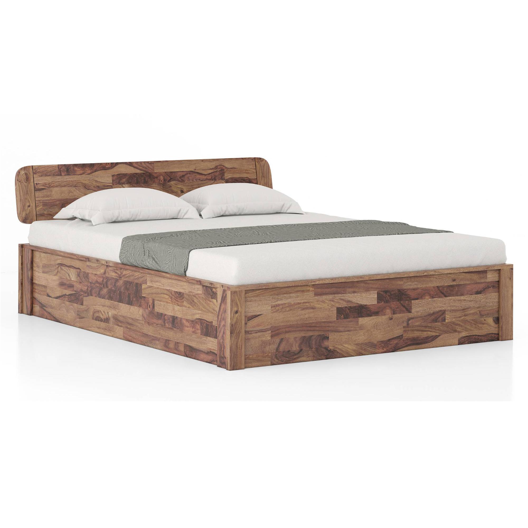 Lucy Queen Size Box Storage Bed Queen Size In Teak Finish