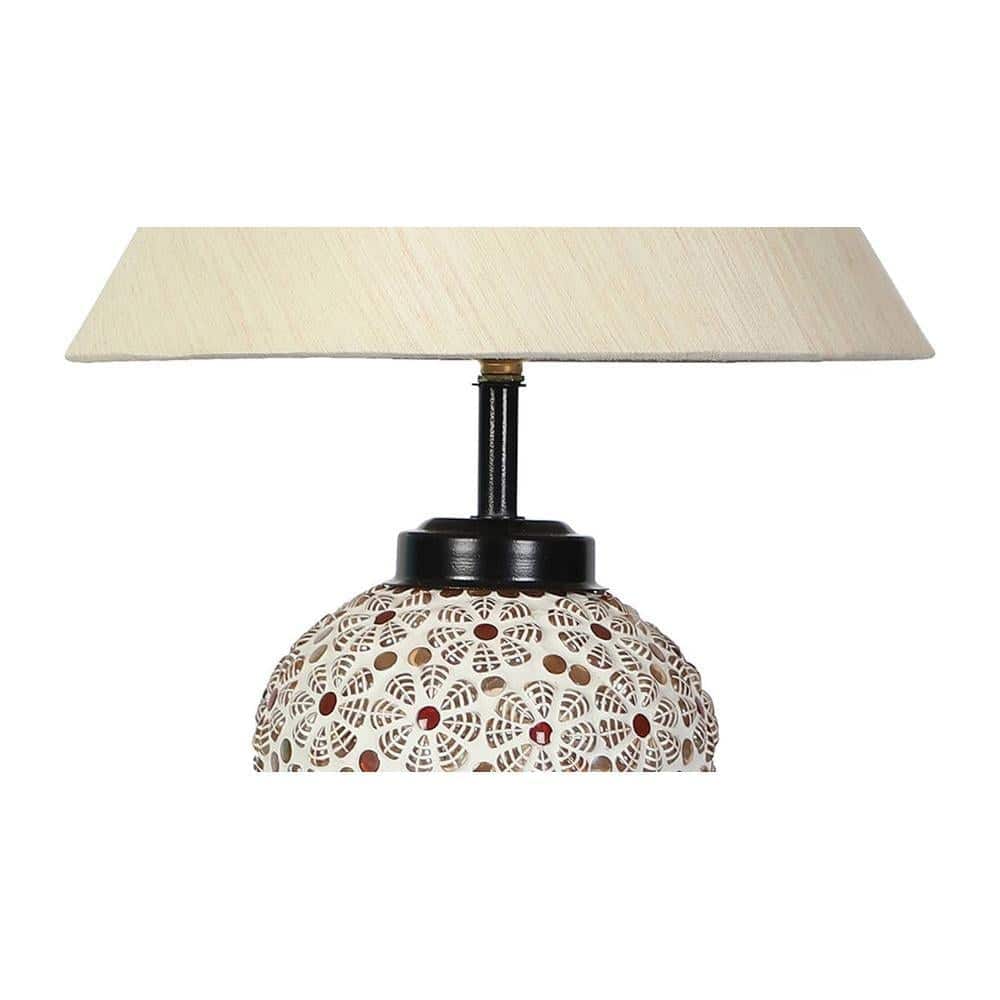 Raven off-white cotton Glass Table lamp with Iron Base