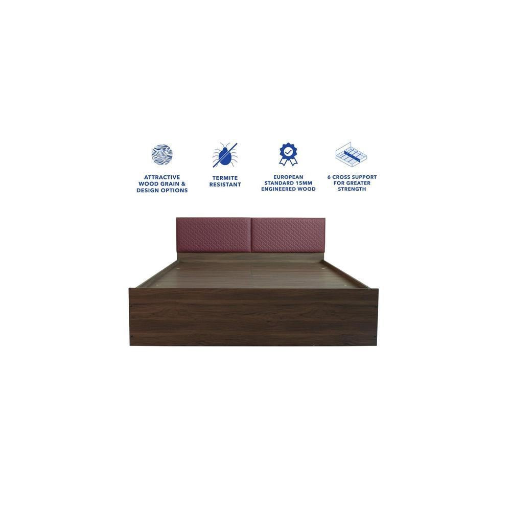 Viveka Engineered Wood Queen Size Bed In Walnut Finish