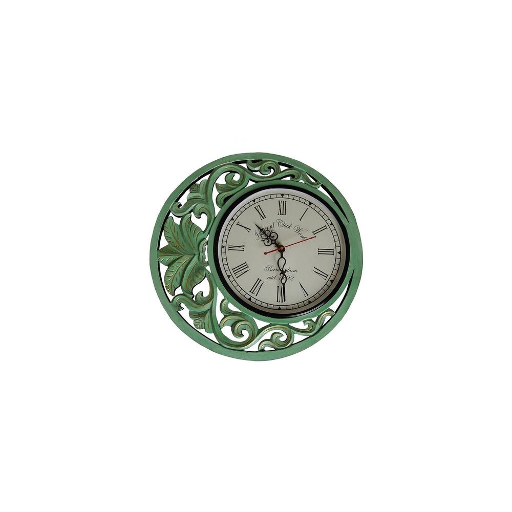 Mint Green Wooden Analog Wall Clock with Roman Dial