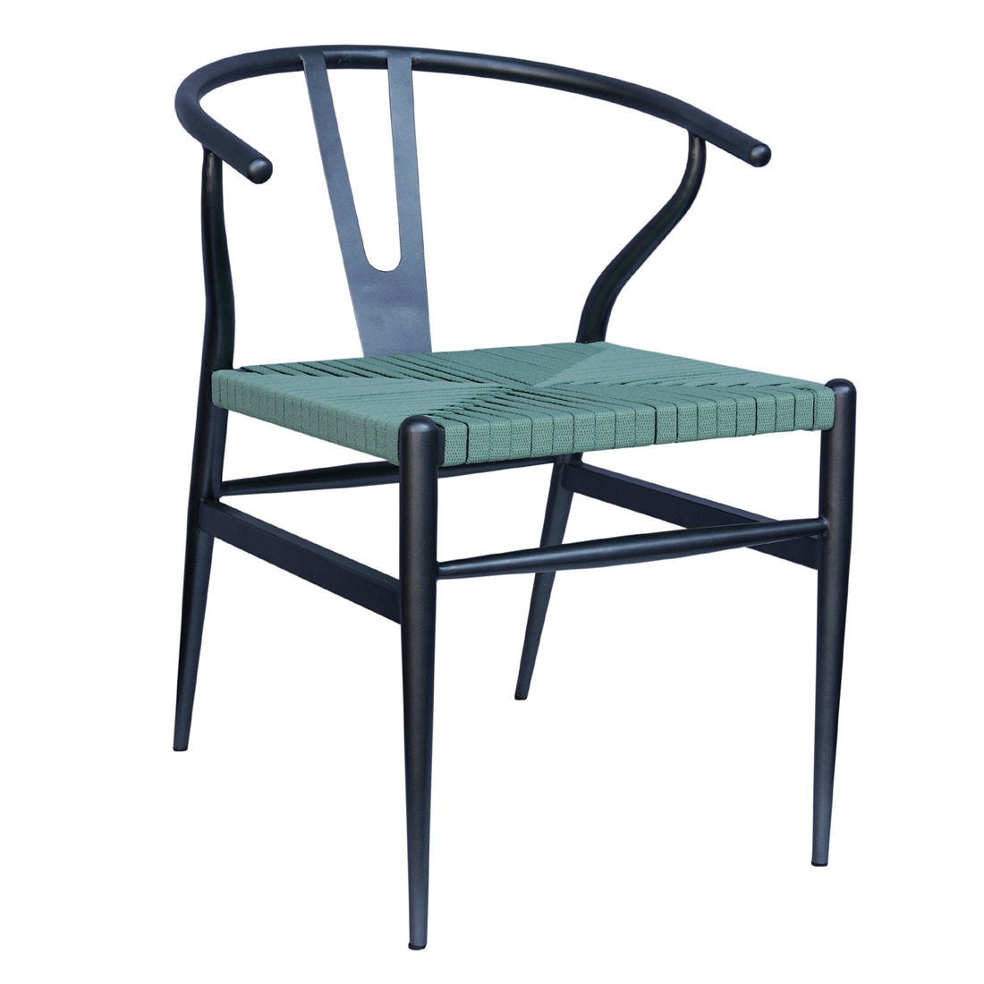 Sigma Wishbone Metal Dining Weaving Chair Gun Metal in Grey