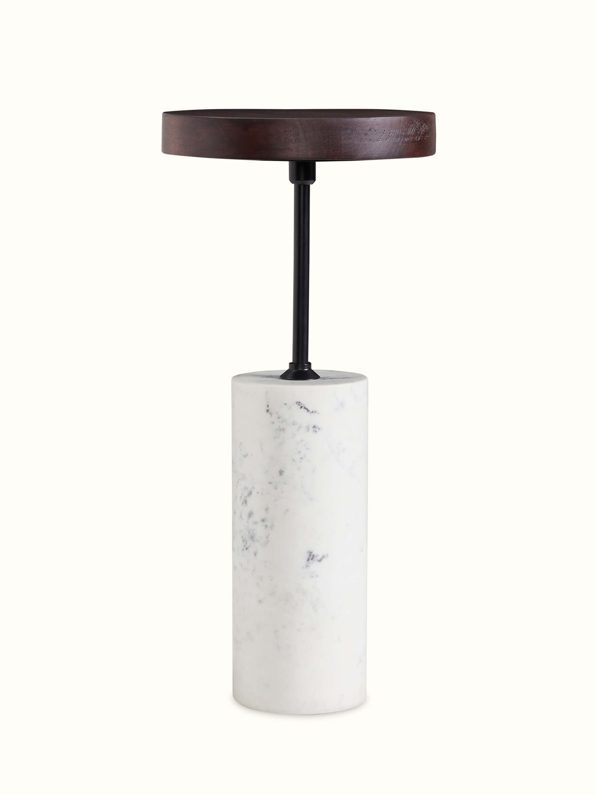 Marble Stone Carving Walnut Finish End & Side Table