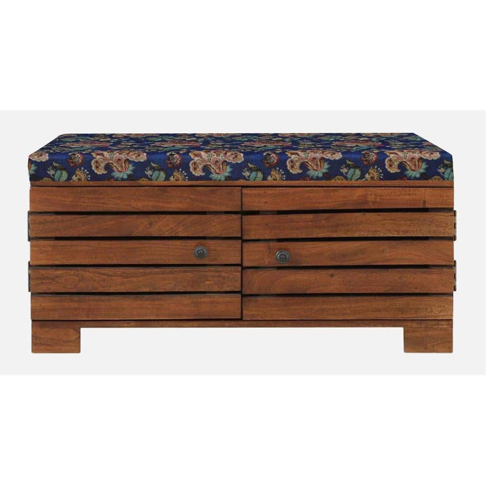 Liliana Shoe Rack With Seating In Honey Oak Finish