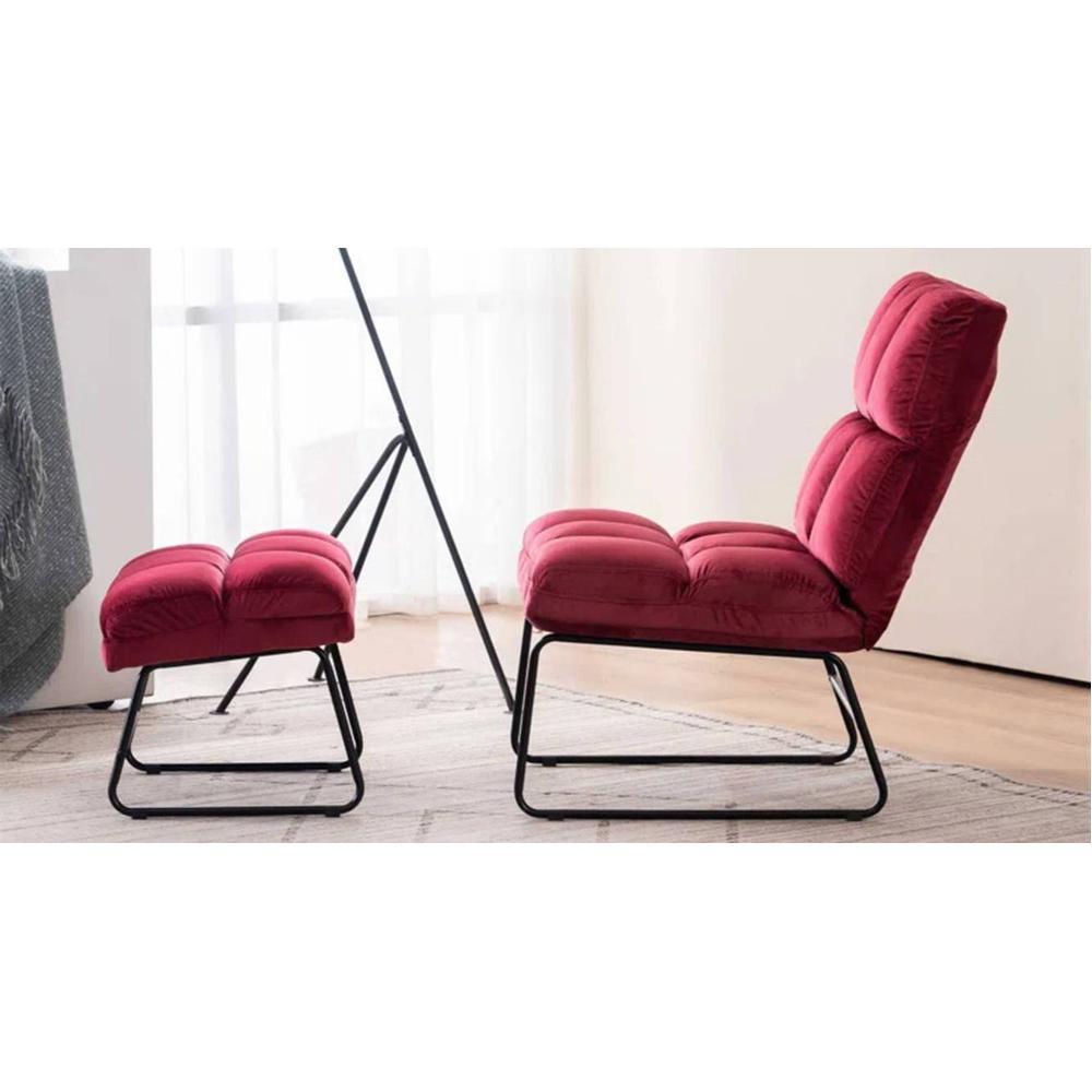 Hiltonia Chair With Ottoman Red