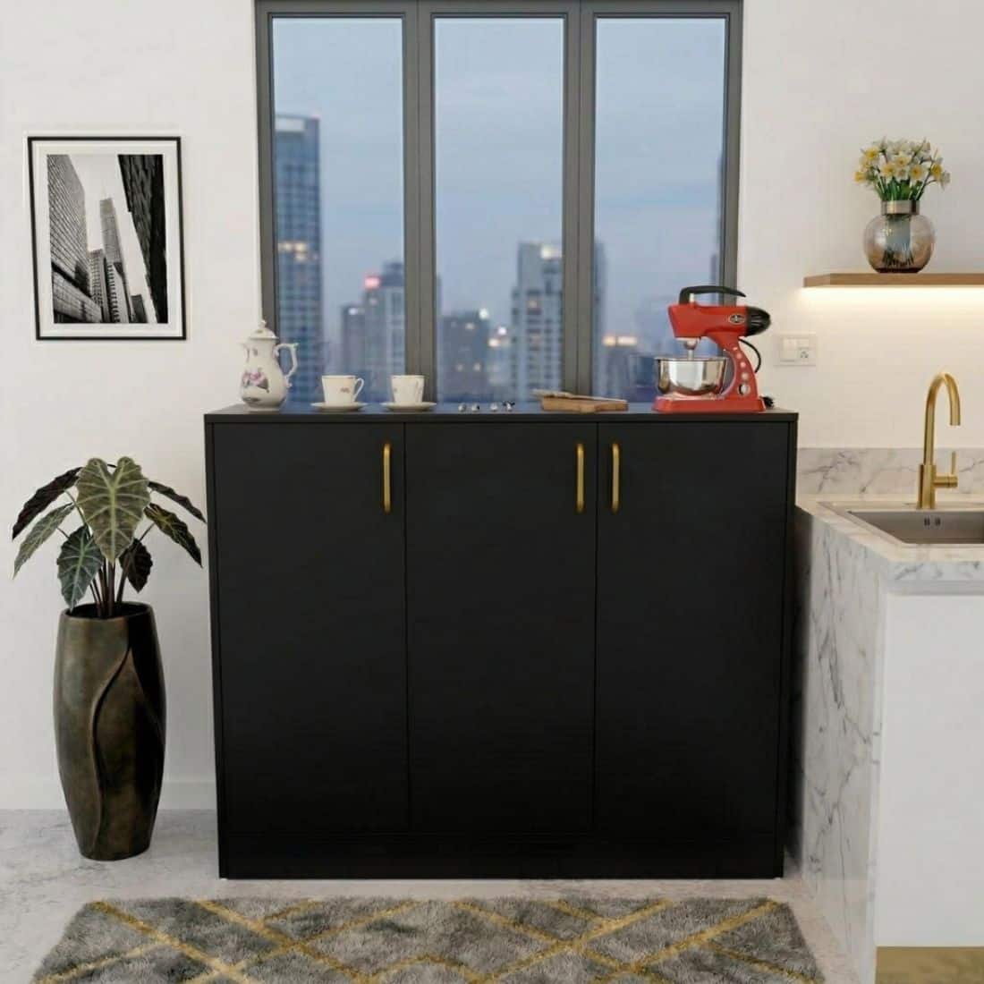 Spydercraft Accent Modern Cabinet in Black Finish - Spydercraft