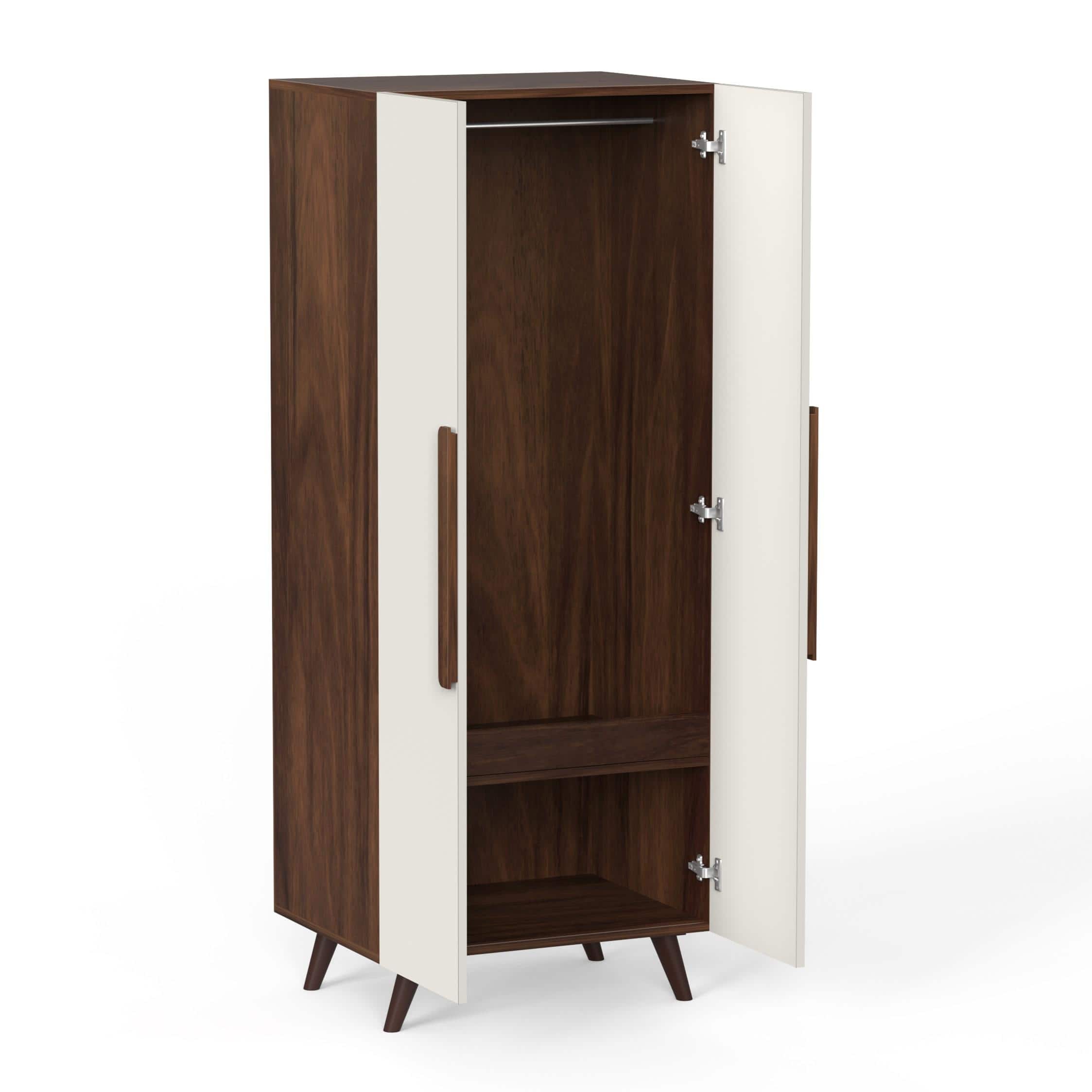 Bonco Engineered Wood Wardrobe In Brown Maple & White Finish
