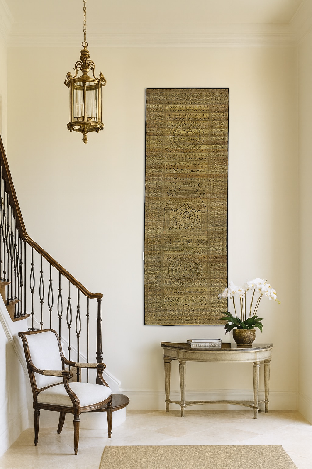 Front view of Palm Leaf Engraved Hindu Mythology Wall Art