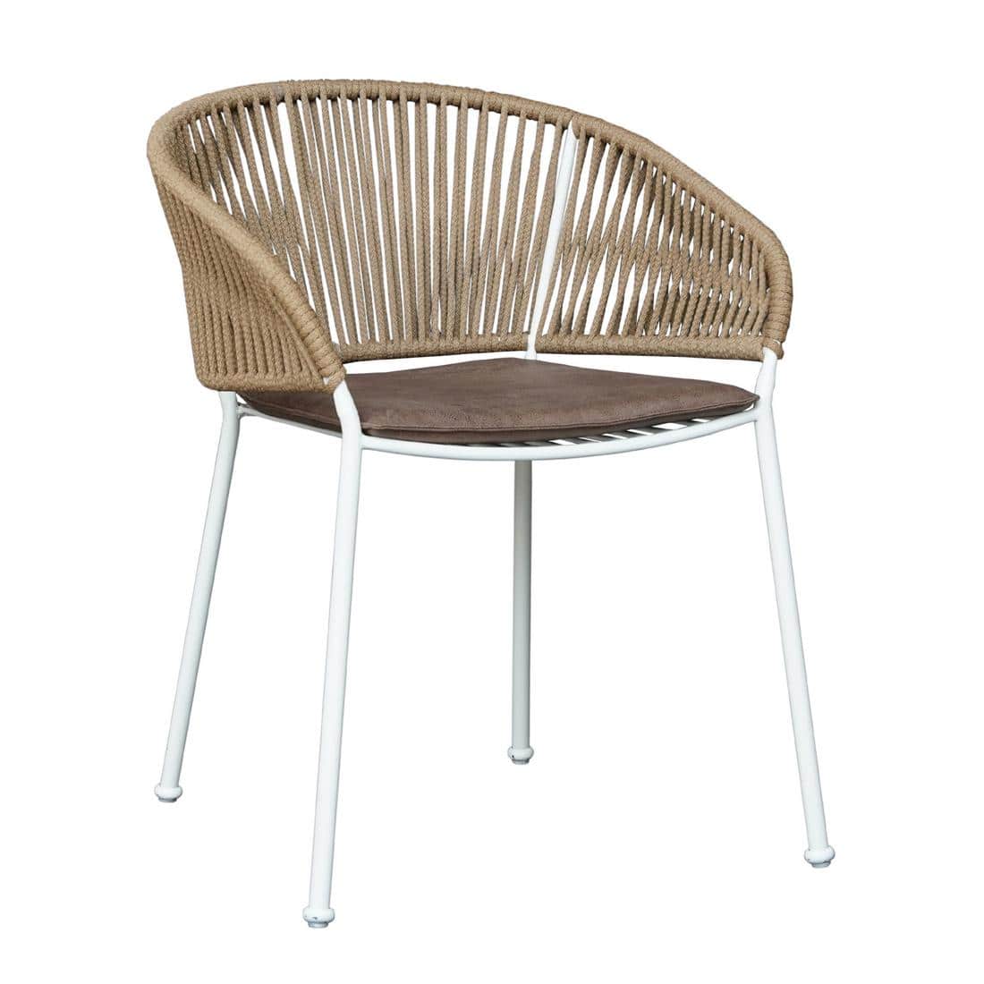 Coral Outdoor Accent Patio Weaving Chair Set of 2 in Ivory White