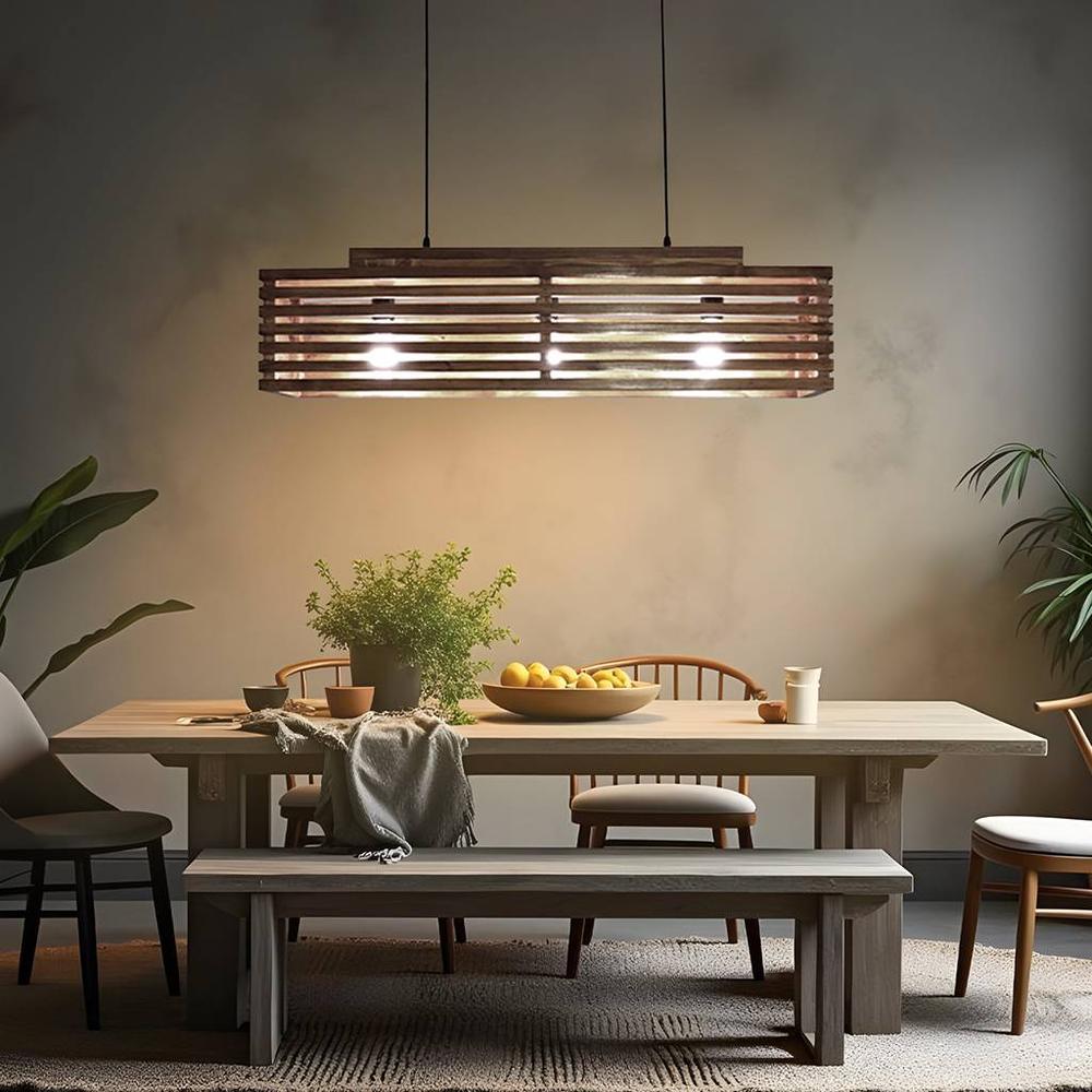 Elegant Centrum Brown Solid Wood Cluster Hanging Light