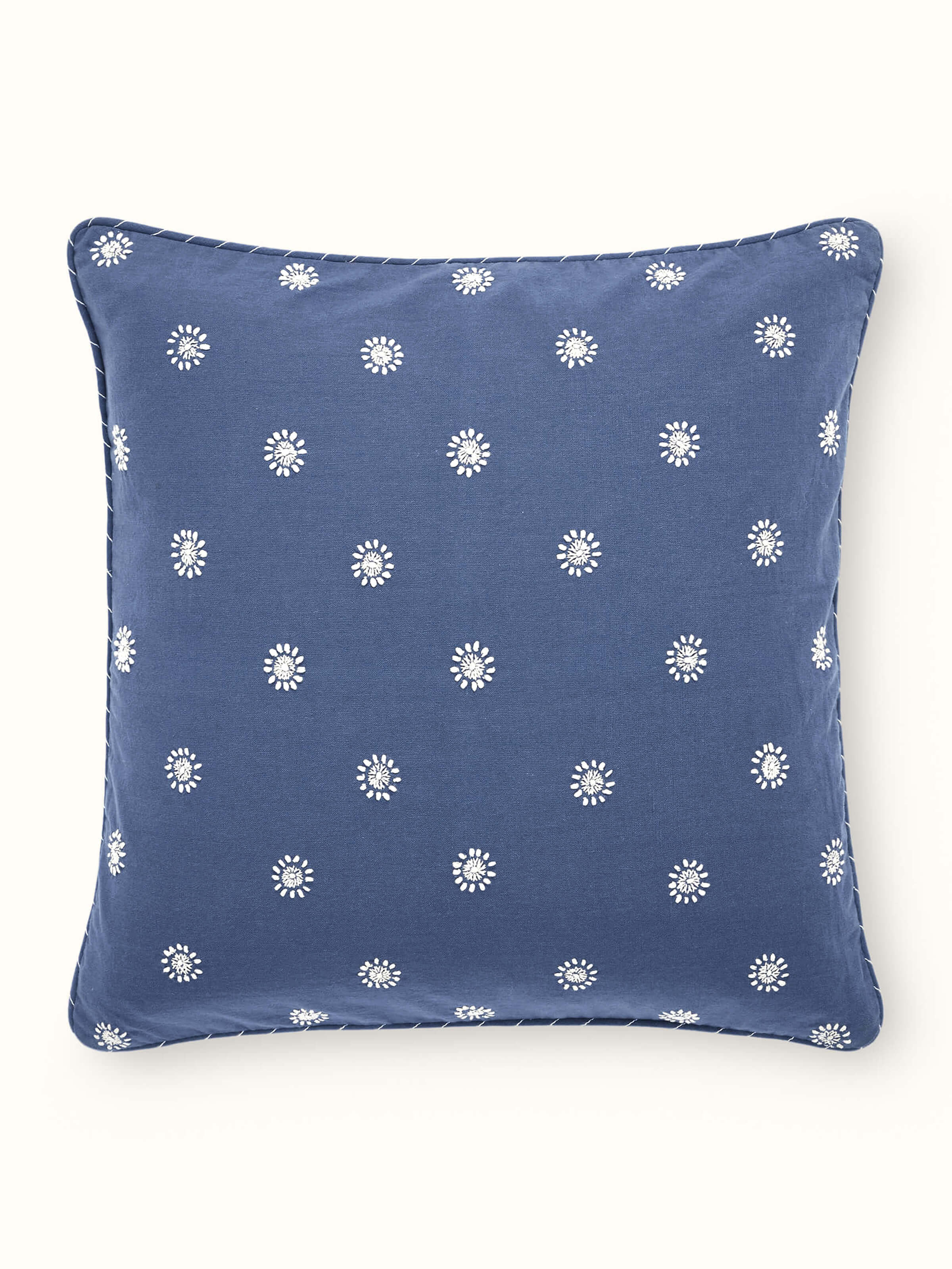 Rann Blue Buti Cotton Chikankari Hand Embroidered Cushion Cover