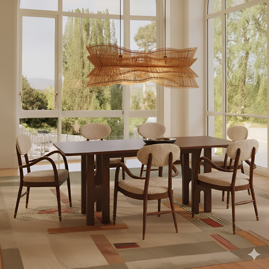 Akaar Solid Wood Six Seater Dining Table in Brown Colour - Orange Tree