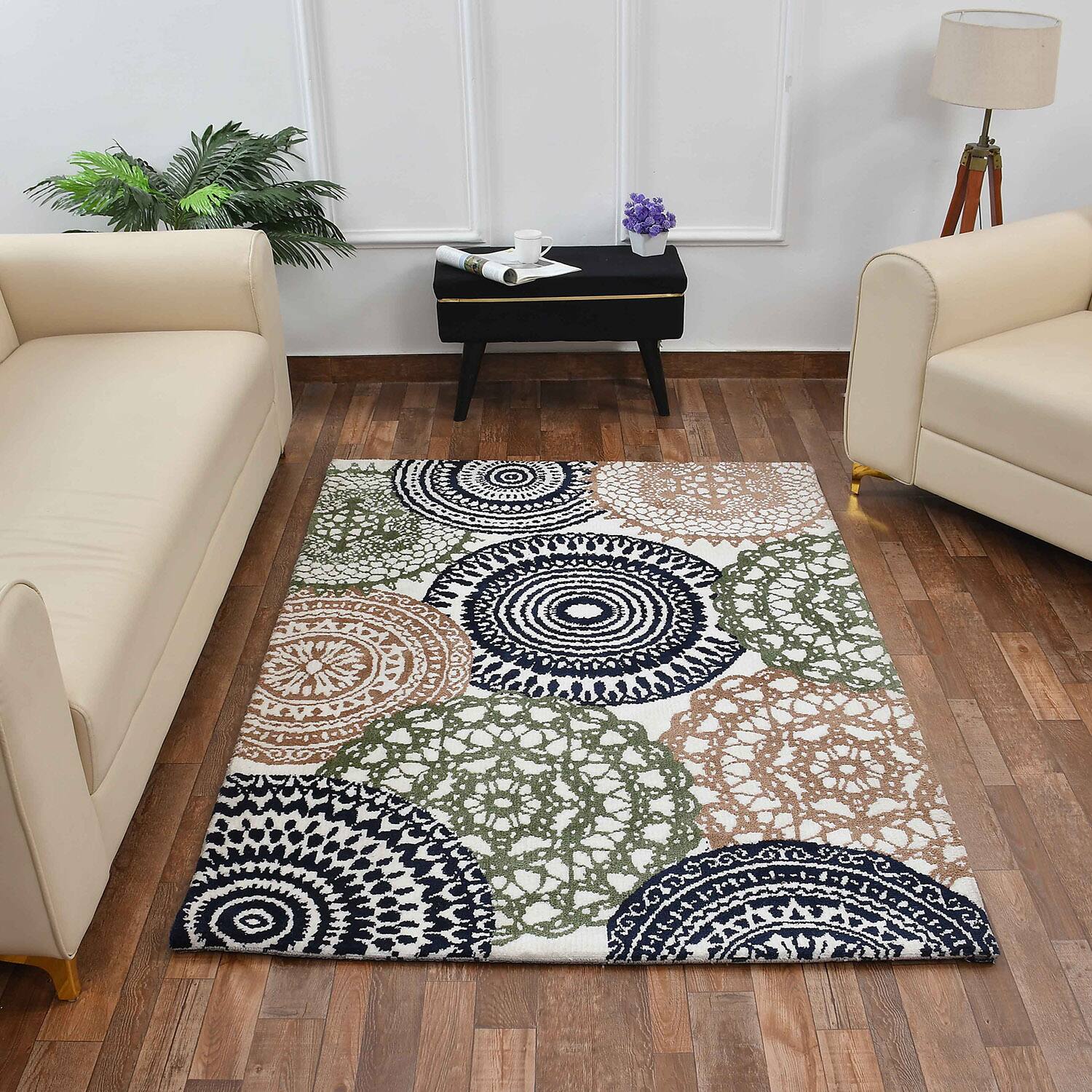 Multicolor Geometric Machine Made Polyester 4 X 6 Feet Carpet - Presto
