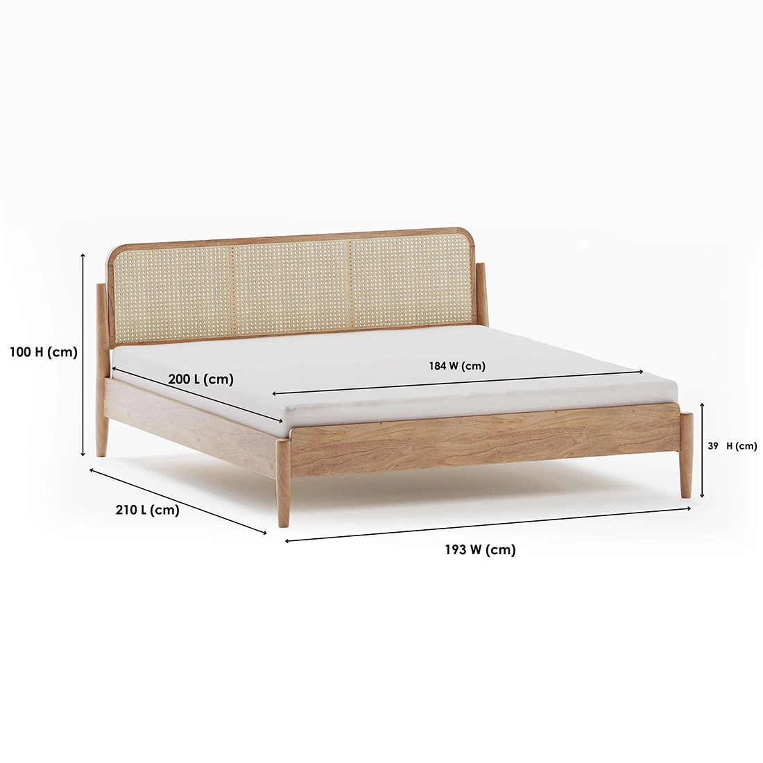 Meadow Non Storage Cane King Size Bed in Natural Finish