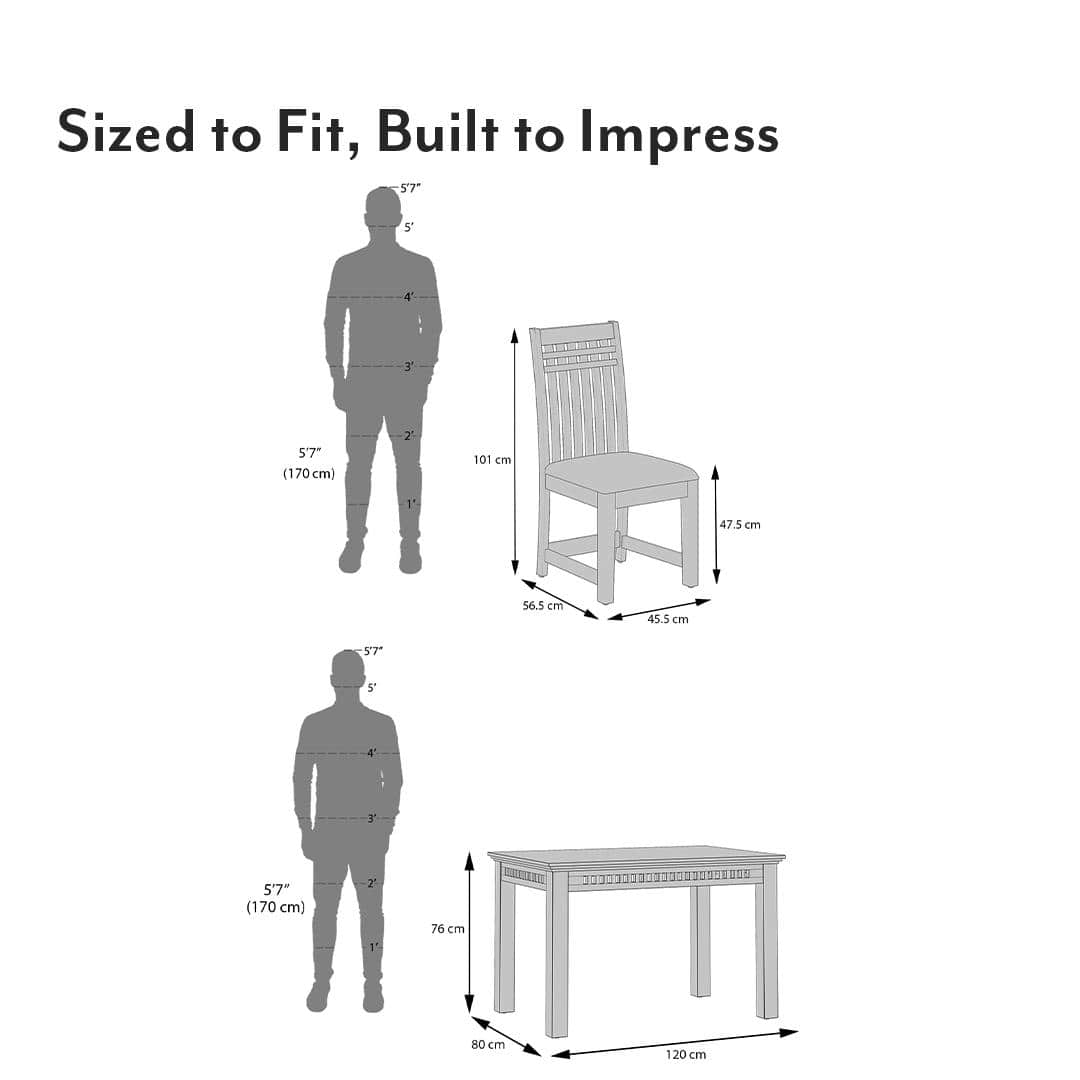 Fidora 4 Seater Dining Table With Set Of 4 Diego Dining Chairs (Colour- Midnight Indigo Blue , Finish- Teak)