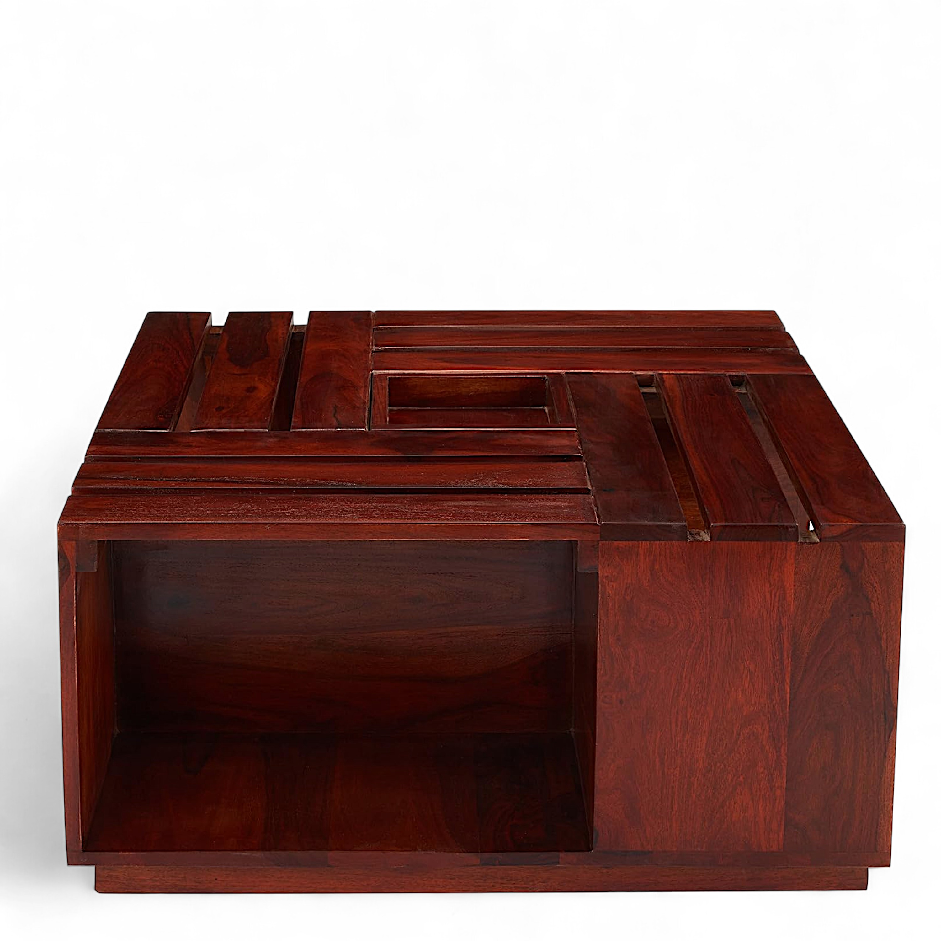 Milan Sheesham Wood Accent Square Coffee Table In Honey Finish